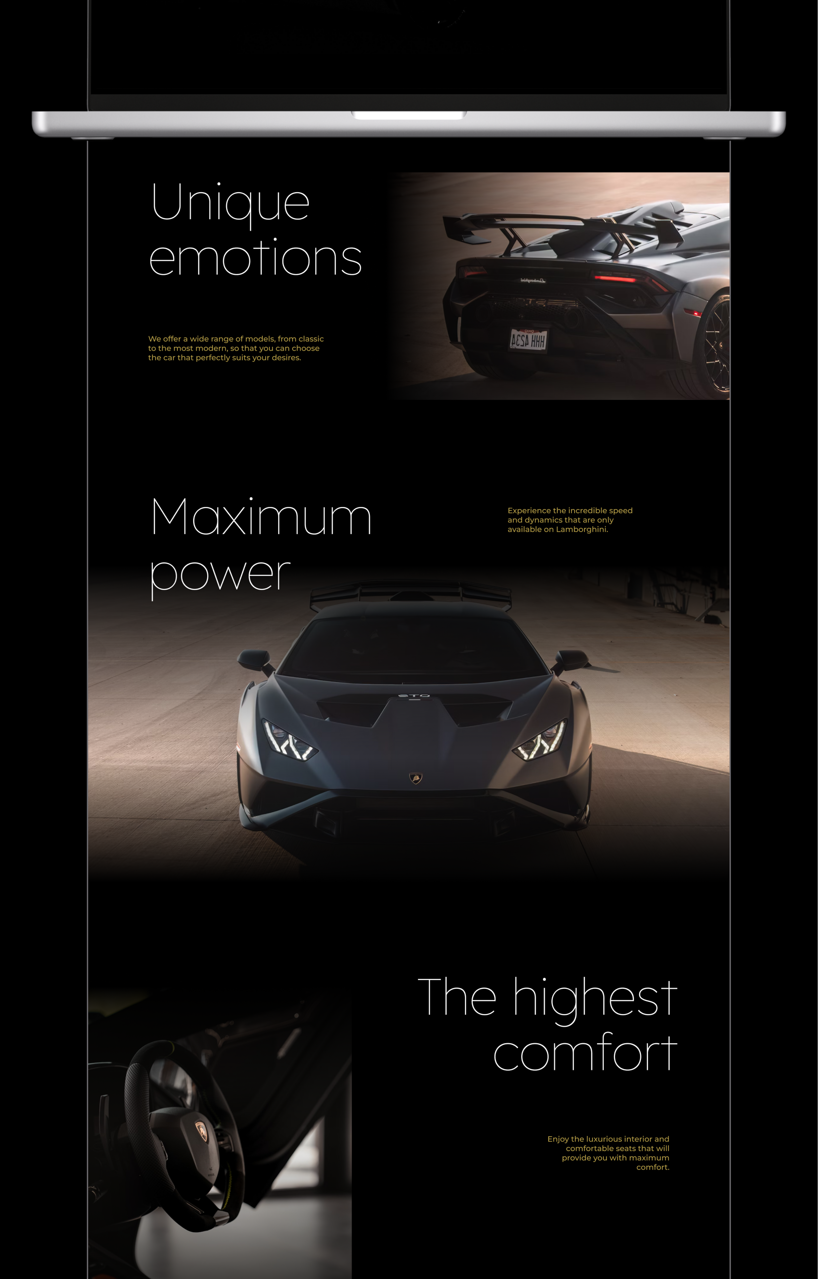 landing page | Lamborghini rental salon — Изображение №6 — Интерфейсы на Dprofile