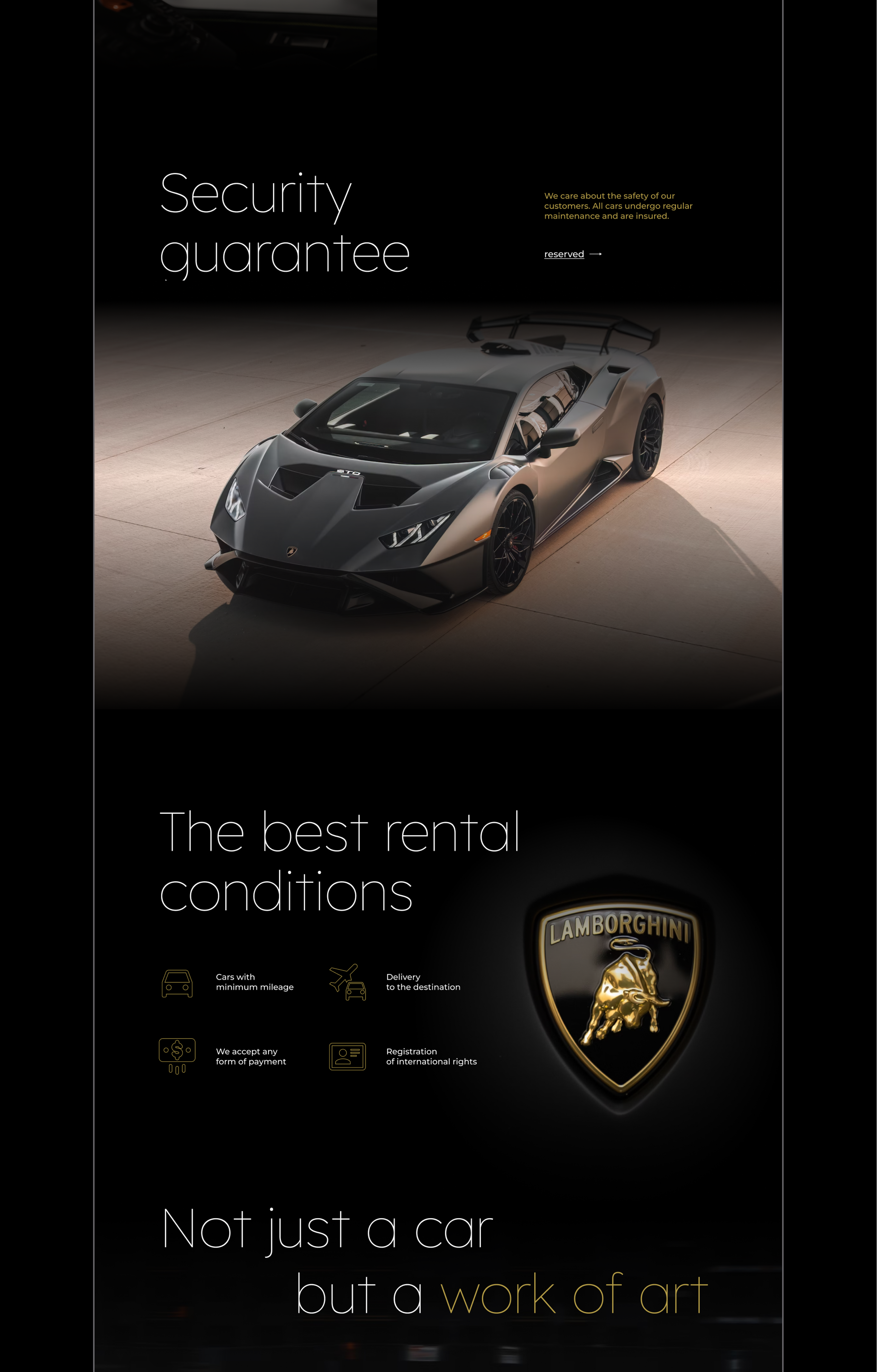 landing page | Lamborghini rental salon — Изображение №7 — Интерфейсы на Dprofile