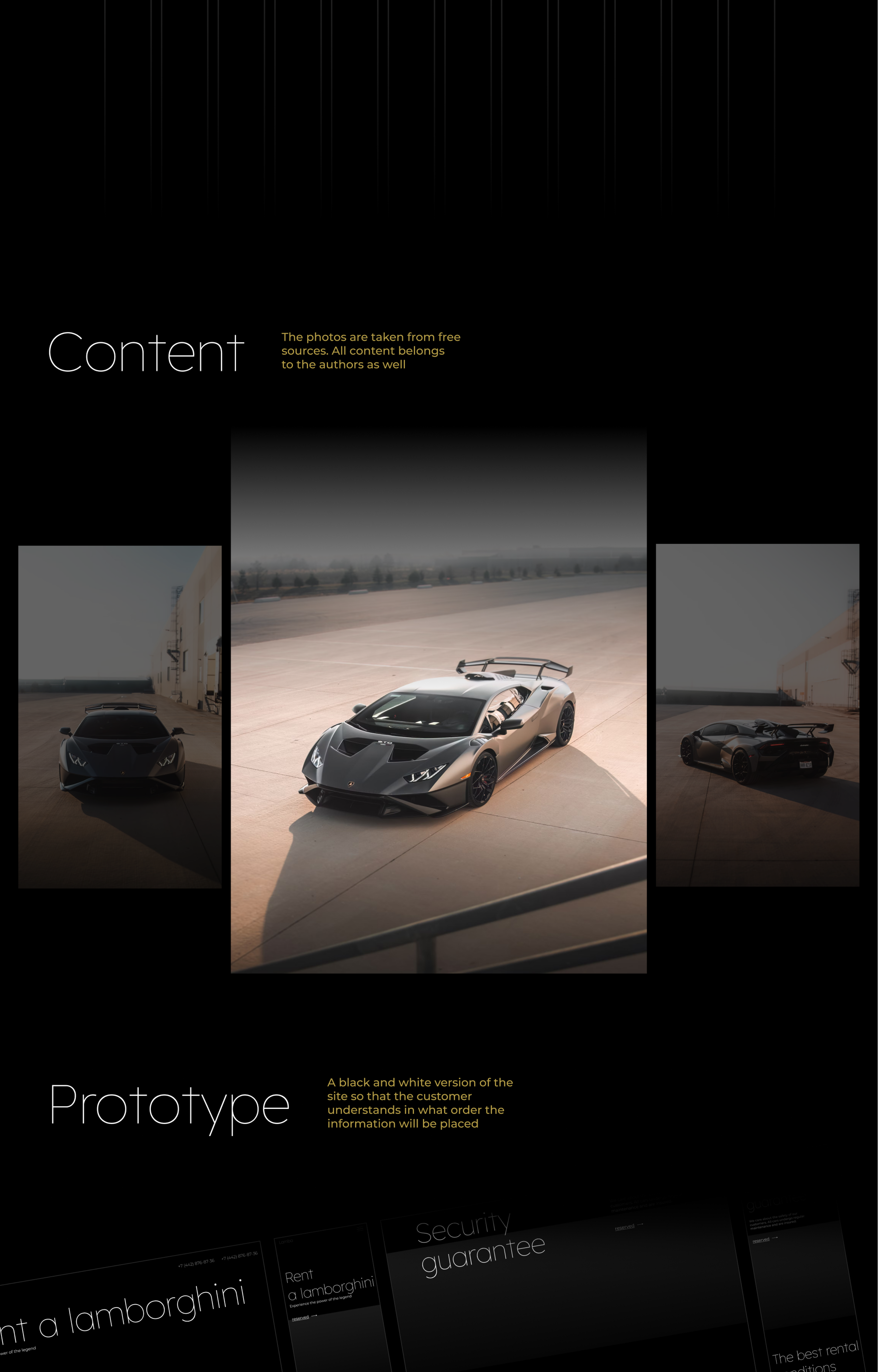 landing page | Lamborghini rental salon — Изображение №4 — Интерфейсы на Dprofile