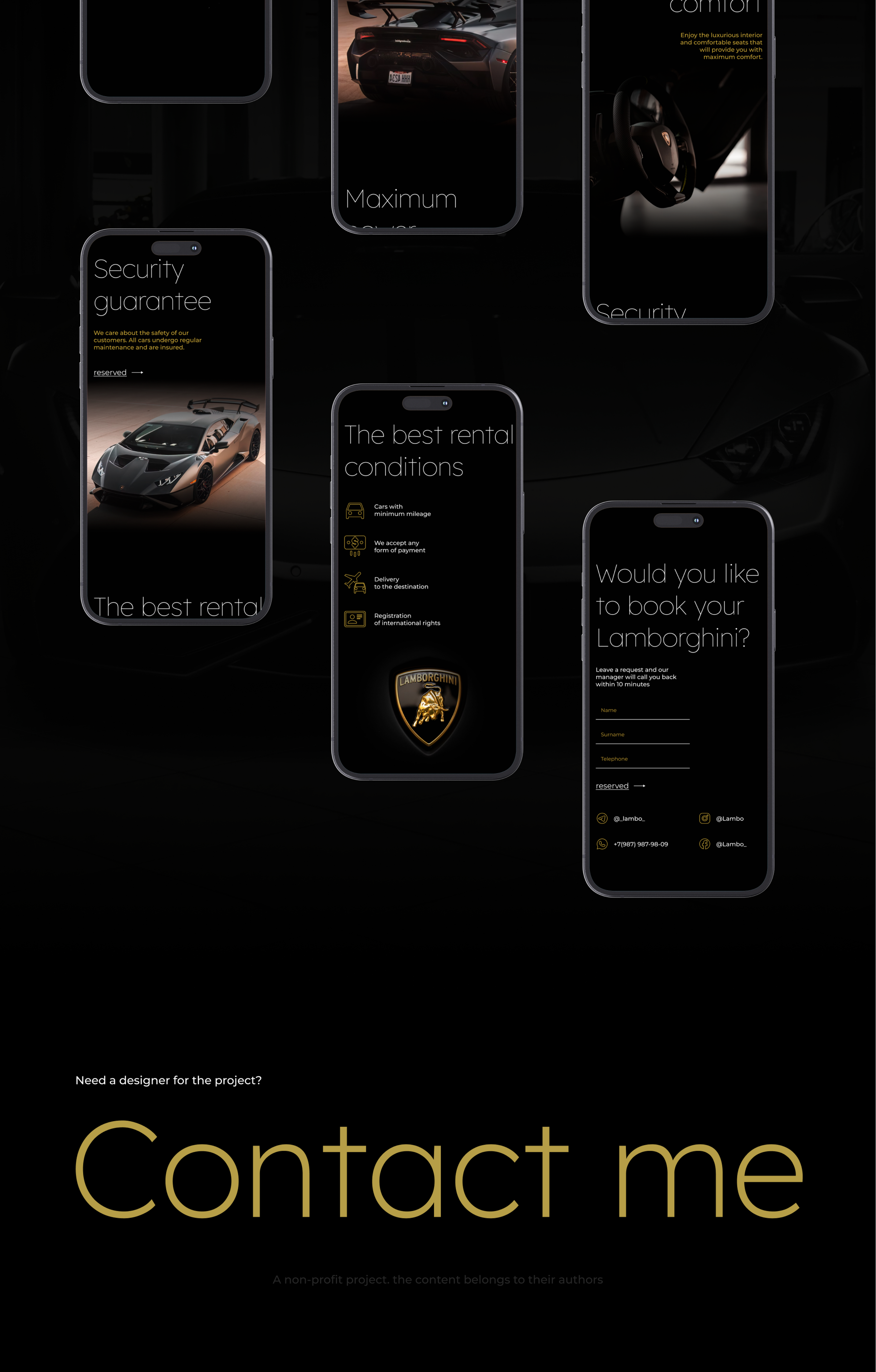landing page | Lamborghini rental salon — Изображение №9 — Интерфейсы на Dprofile