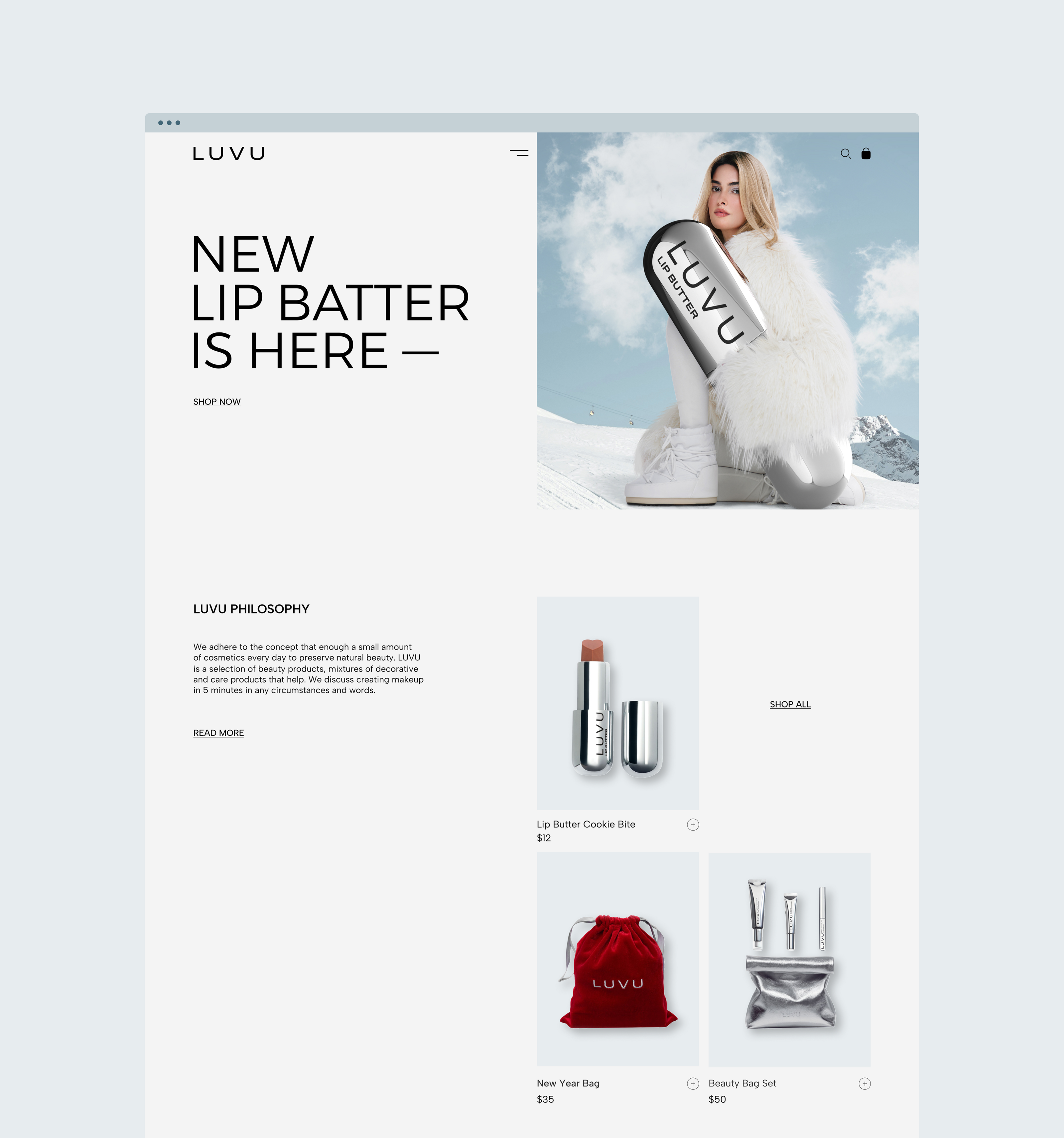 lUVU WEBSITE | cosmetics store — Изображение №2 — Интерфейсы на Dprofile