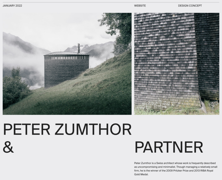 Peter Zumthor & Partner — Website concept — Интерфейсы, Брендинг на Dprofile