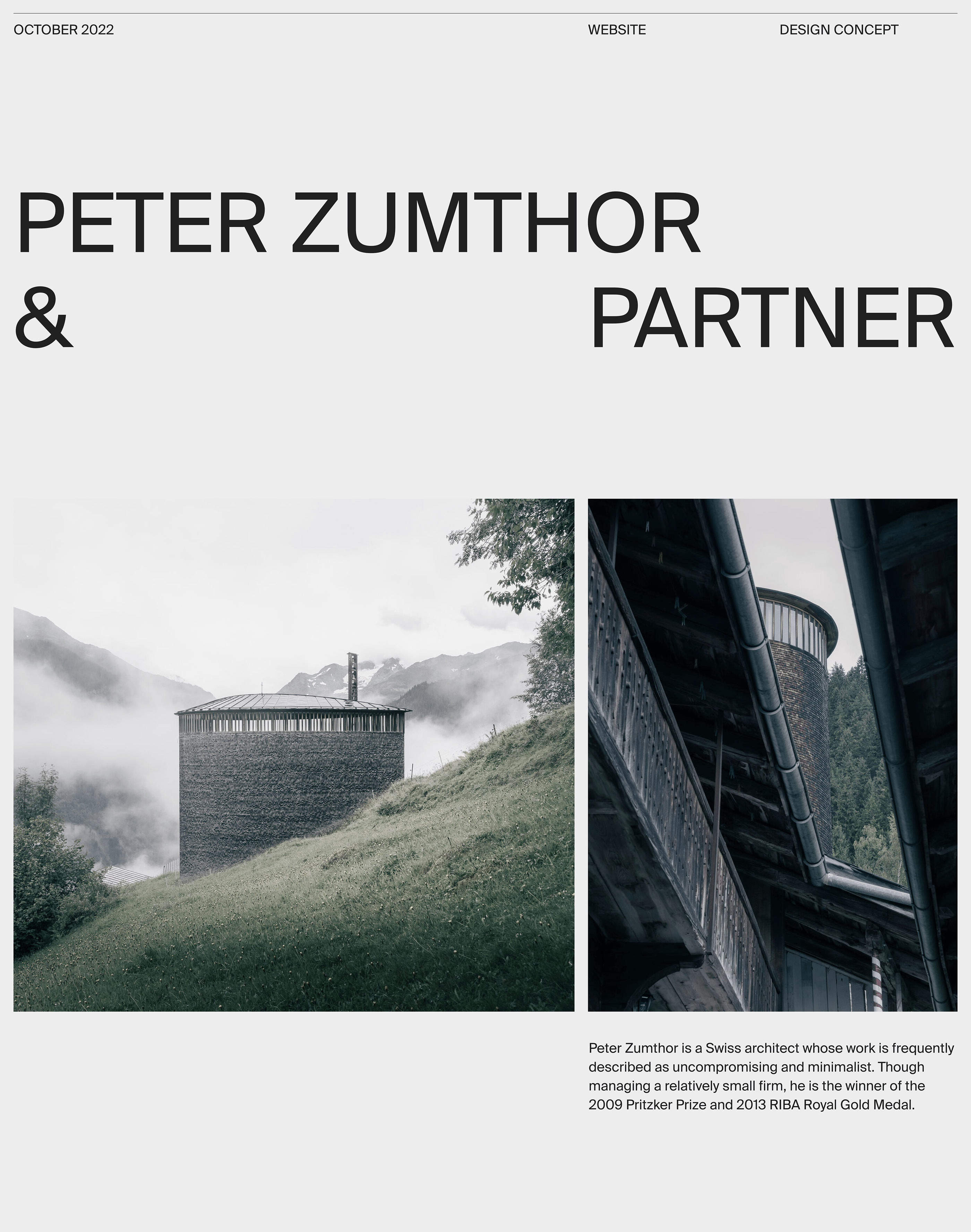 Peter Zumthor & Partner — Website concept — Изображение №1 — Интерфейсы, Брендинг на Dprofile