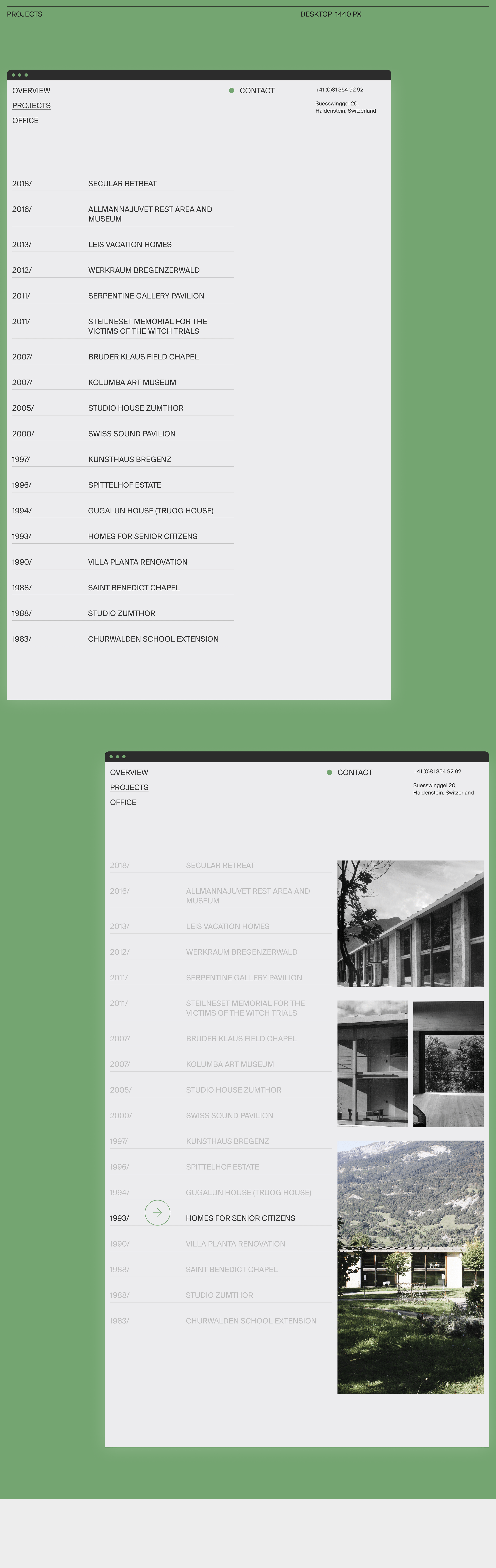 Peter Zumthor & Partner — Website concept — Изображение №7 — Интерфейсы, Брендинг на Dprofile