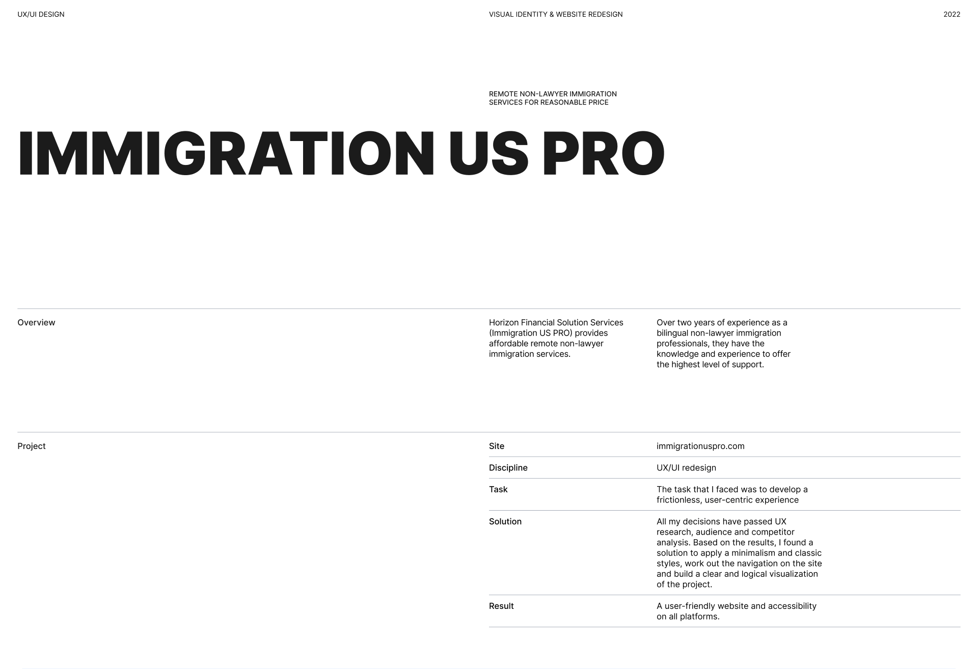 Visual Identity & UX/UI Design | Immigration US PRO — Изображение №1 — Интерфейсы на Dprofile