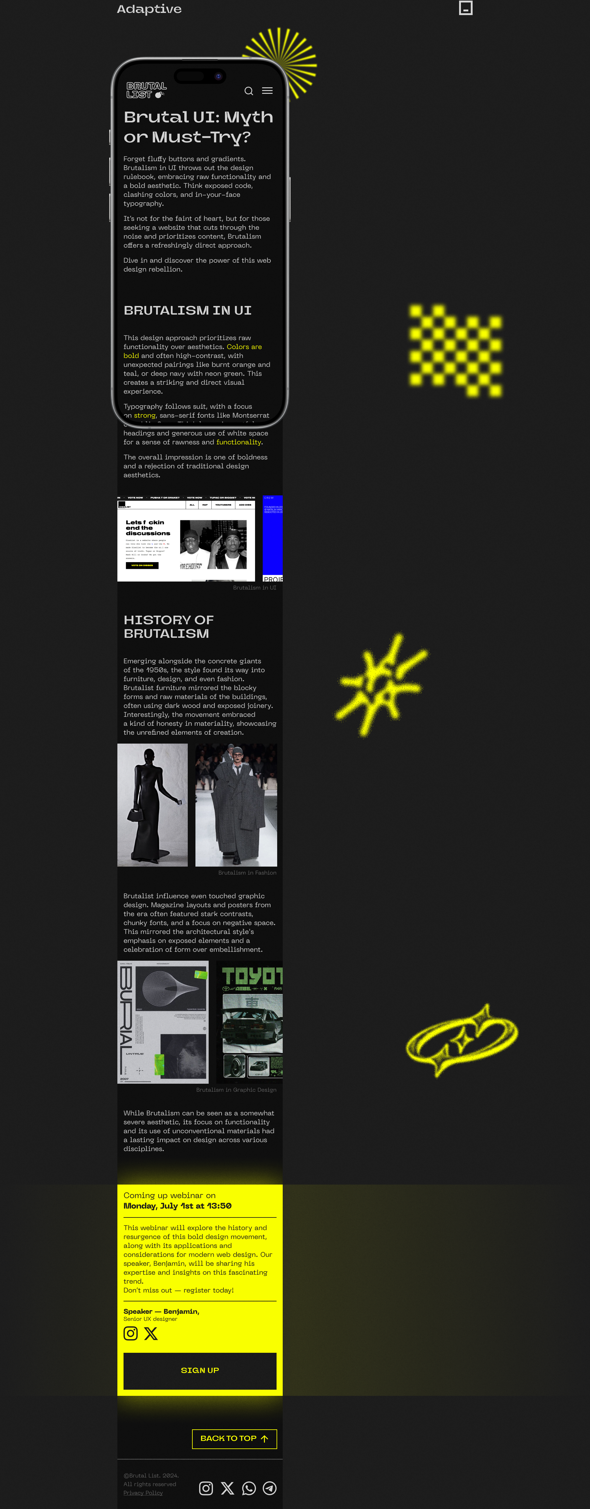 Brutal List — Exploring Brutalism in UI — Изображение №15 — Интерфейсы, Анимация на Dprofile