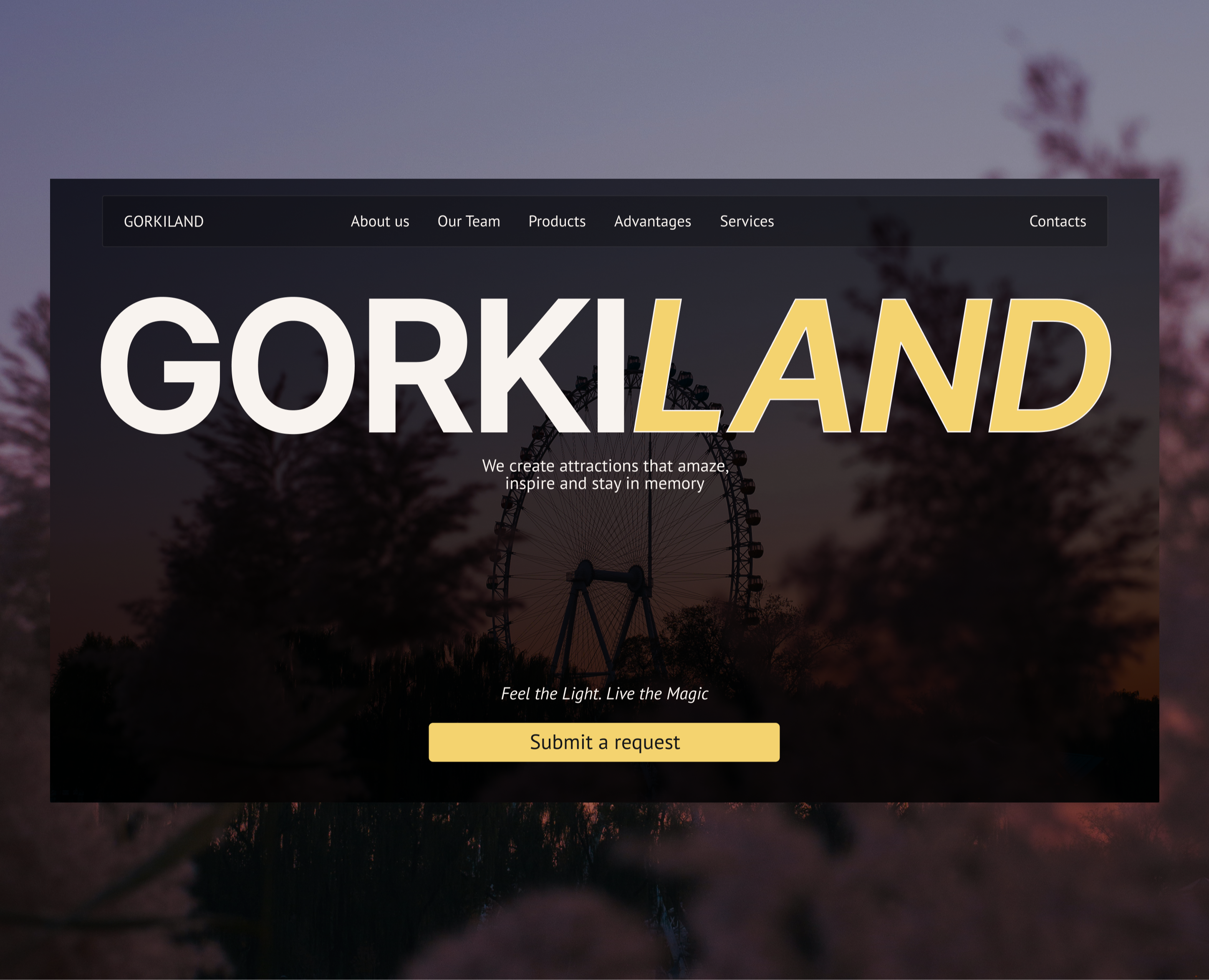 Multipage website for an amusement ride company — Интерфейсы на Dprofile