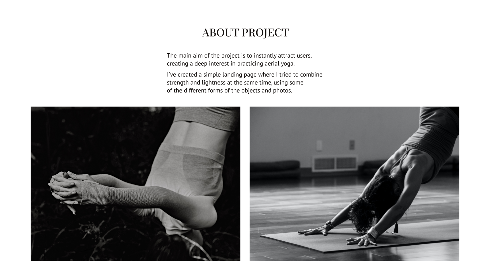 Landing page for aerial yoga — Изображение №2 — Интерфейсы, Анимация на Dprofile
