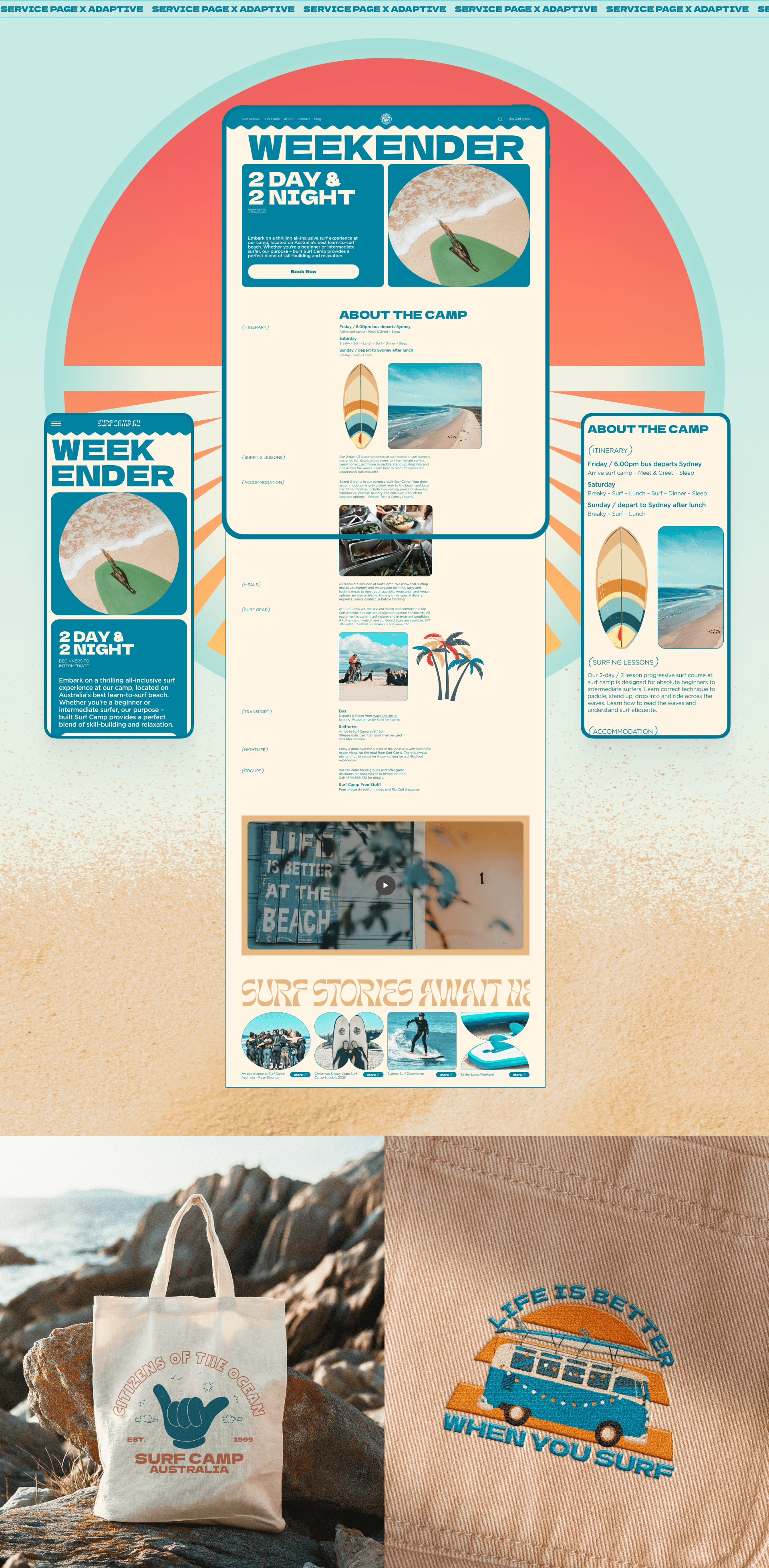 SURF CAMP AUSTRALIA | Corporate Redesign — Изображение №4 — Интерфейсы, Иллюстрация на Dprofile