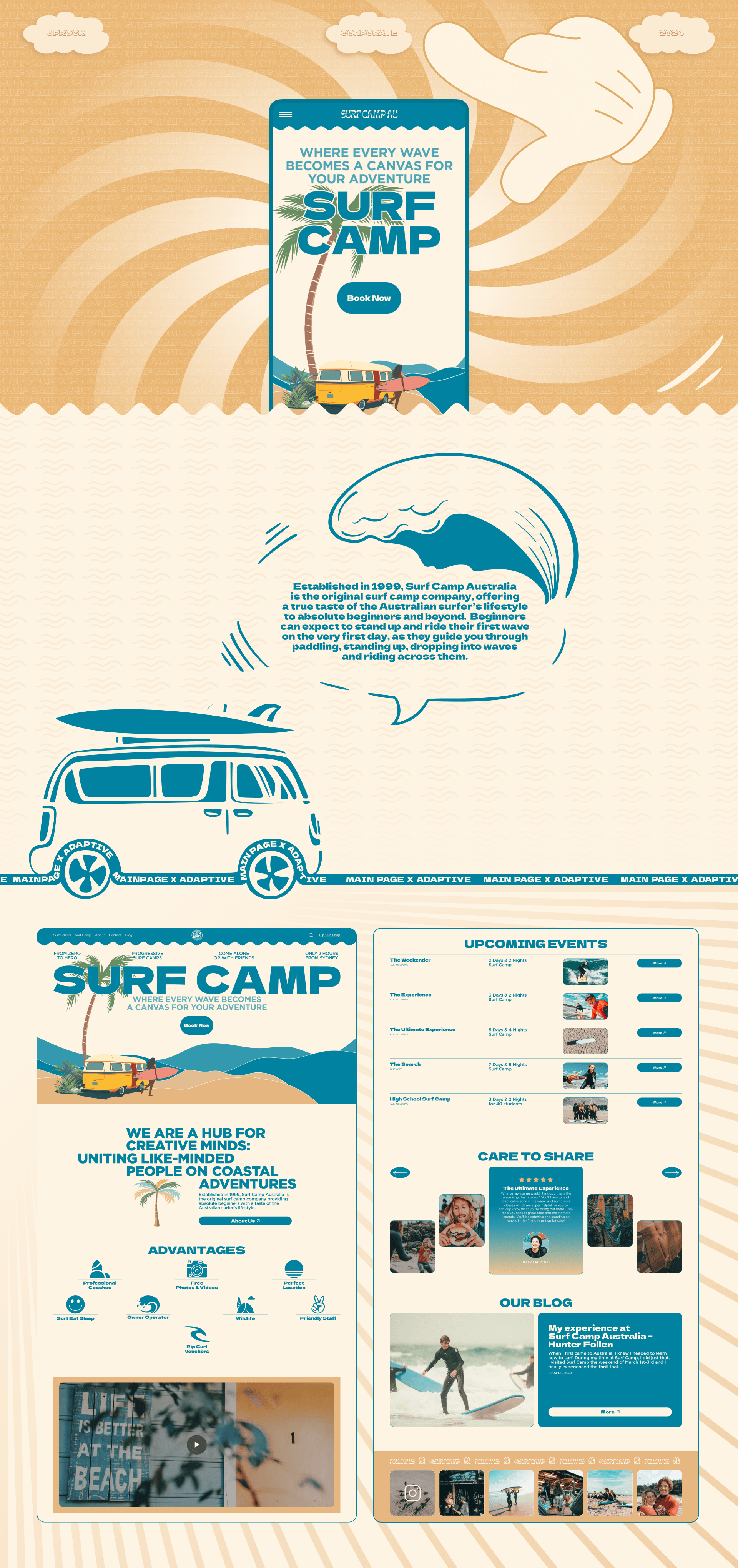 SURF CAMP AUSTRALIA | Corporate Redesign — Изображение №1 — Интерфейсы, Иллюстрация на Dprofile