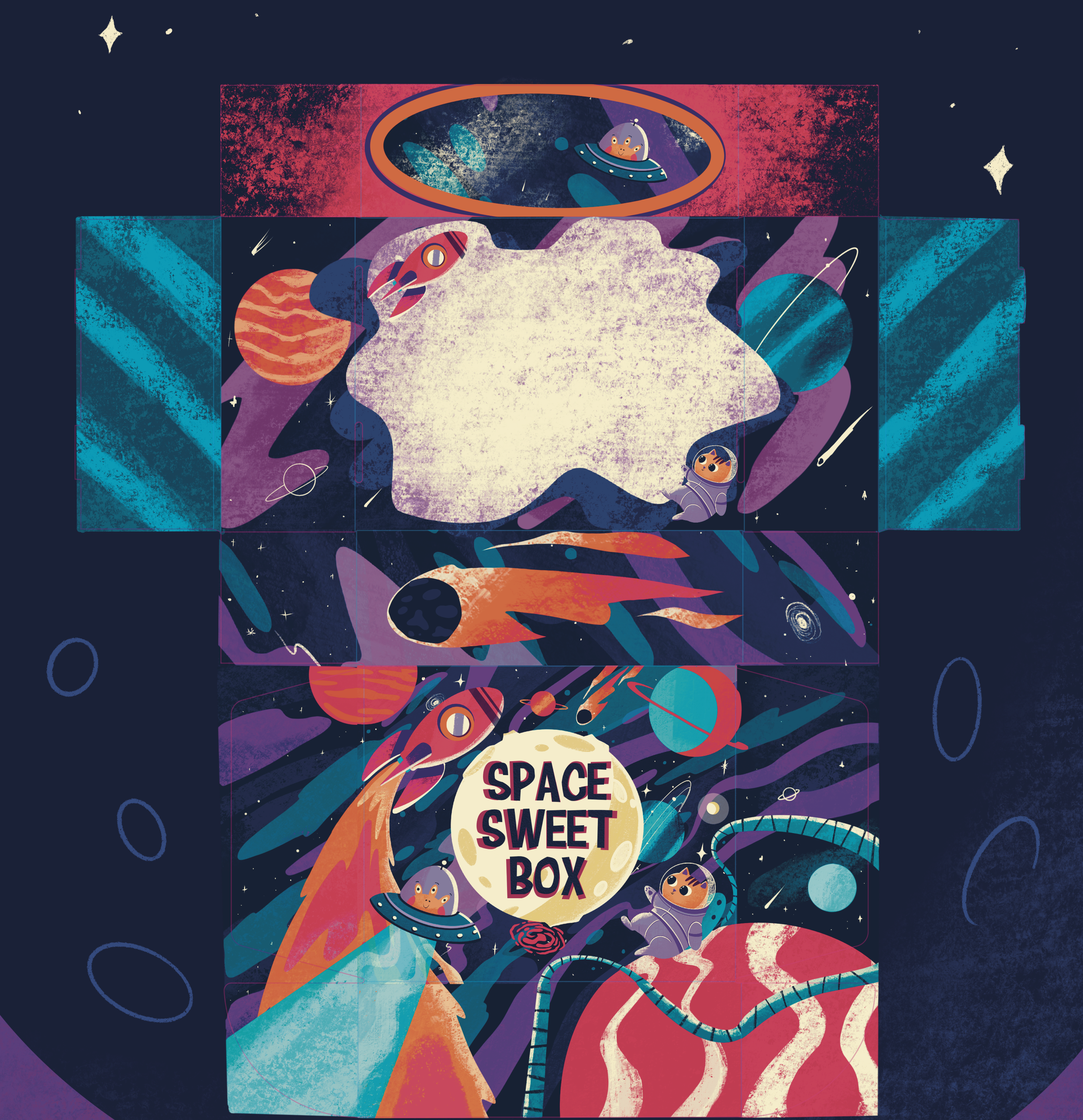 Коробка для сладкого набора "Space sweet box" — Изображение №3 — Брендинг, Иллюстрация на Dprofile