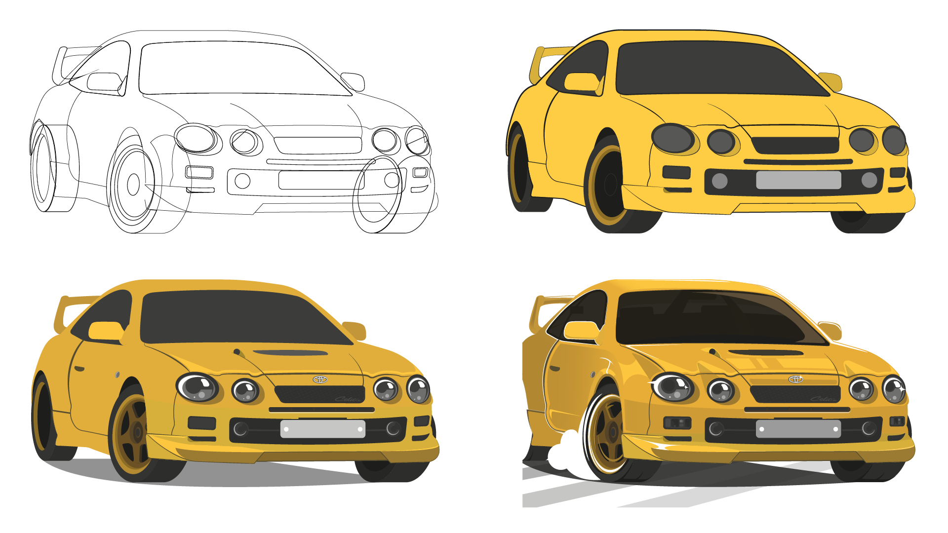 Toyota Celica | Автомобильная иллюстрация — Изображение №3 — Иллюстрация, Графика на Dprofile