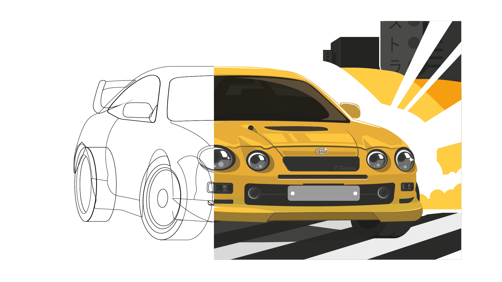 Toyota Celica | Автомобильная иллюстрация — Изображение №4 — Иллюстрация, Графика на Dprofile