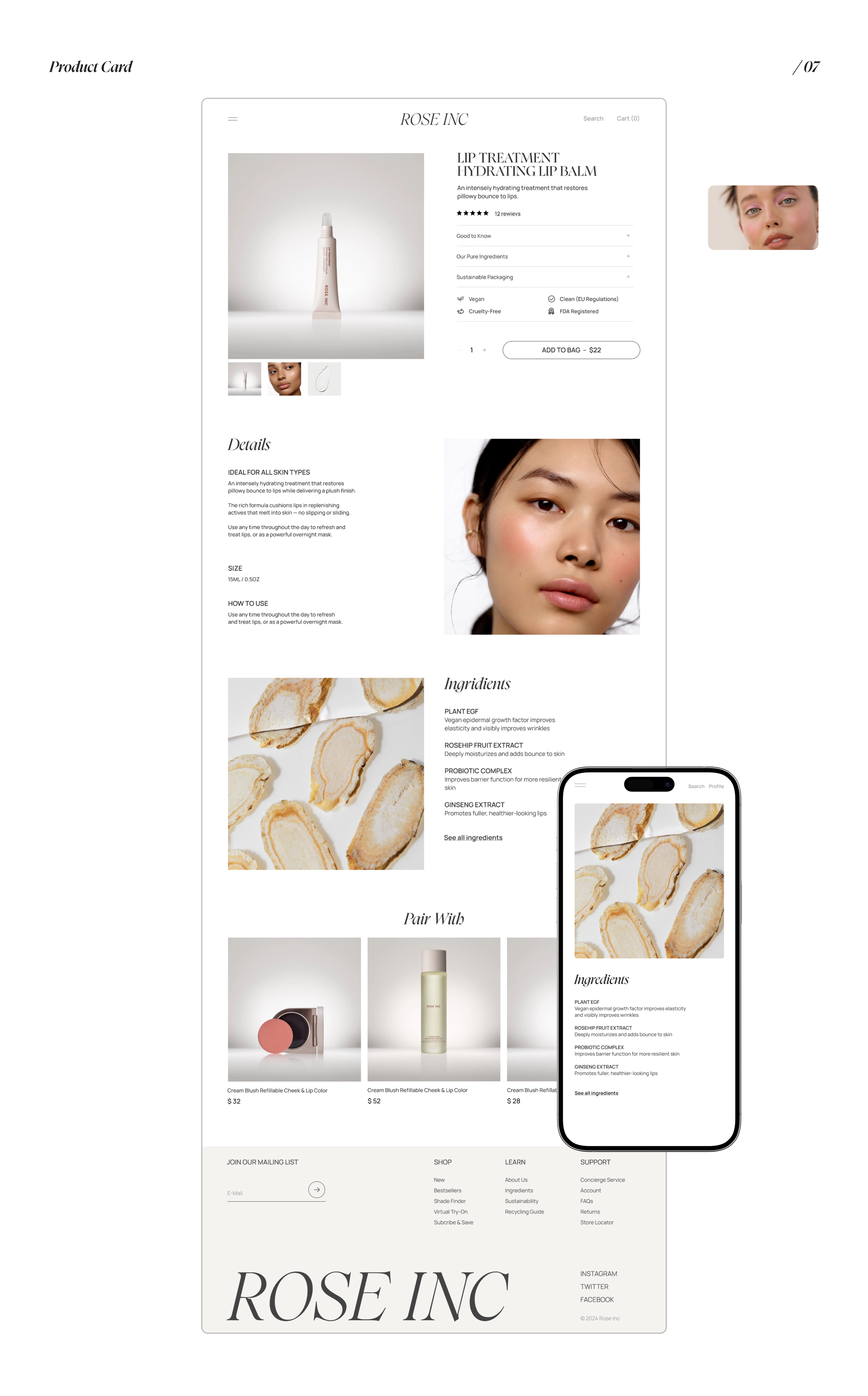 ROSE INC | ONLINE COSMETICS STORE — Изображение №10 — Интерфейсы на Dprofile