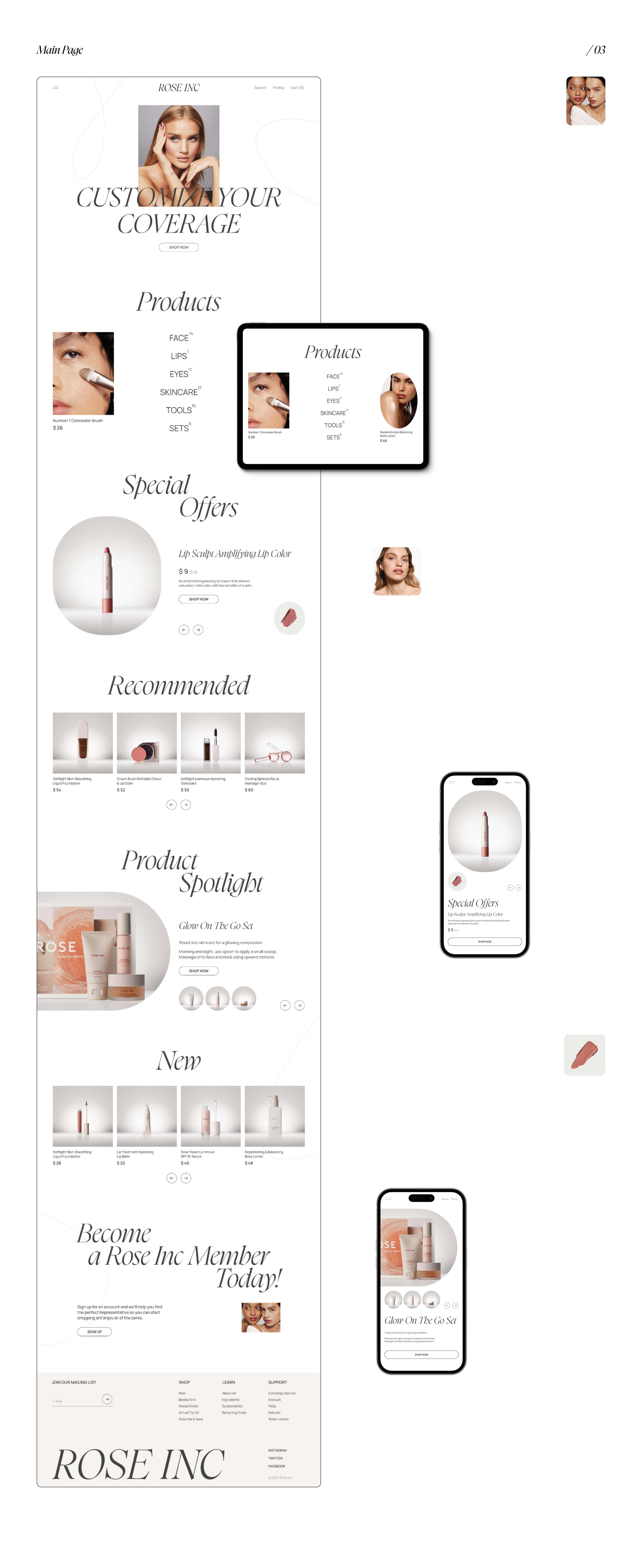 ROSE INC | ONLINE COSMETICS STORE — Изображение №5 — Интерфейсы на Dprofile
