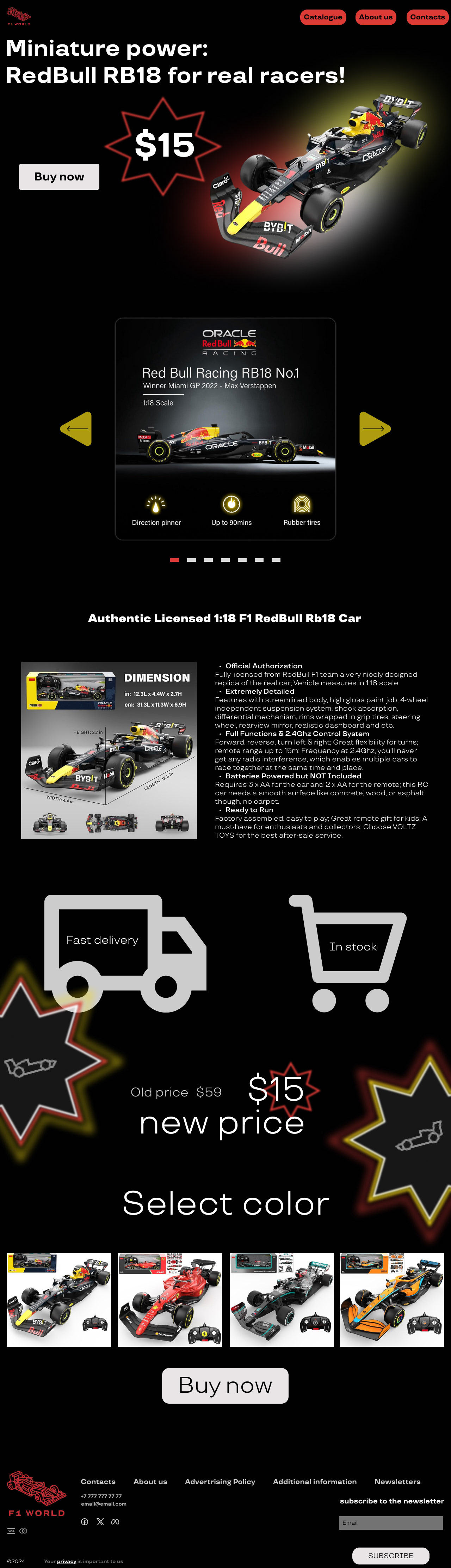 Страница по продаже игрушечной машины F1 — Изображение №7 — Интерфейсы на Dprofile