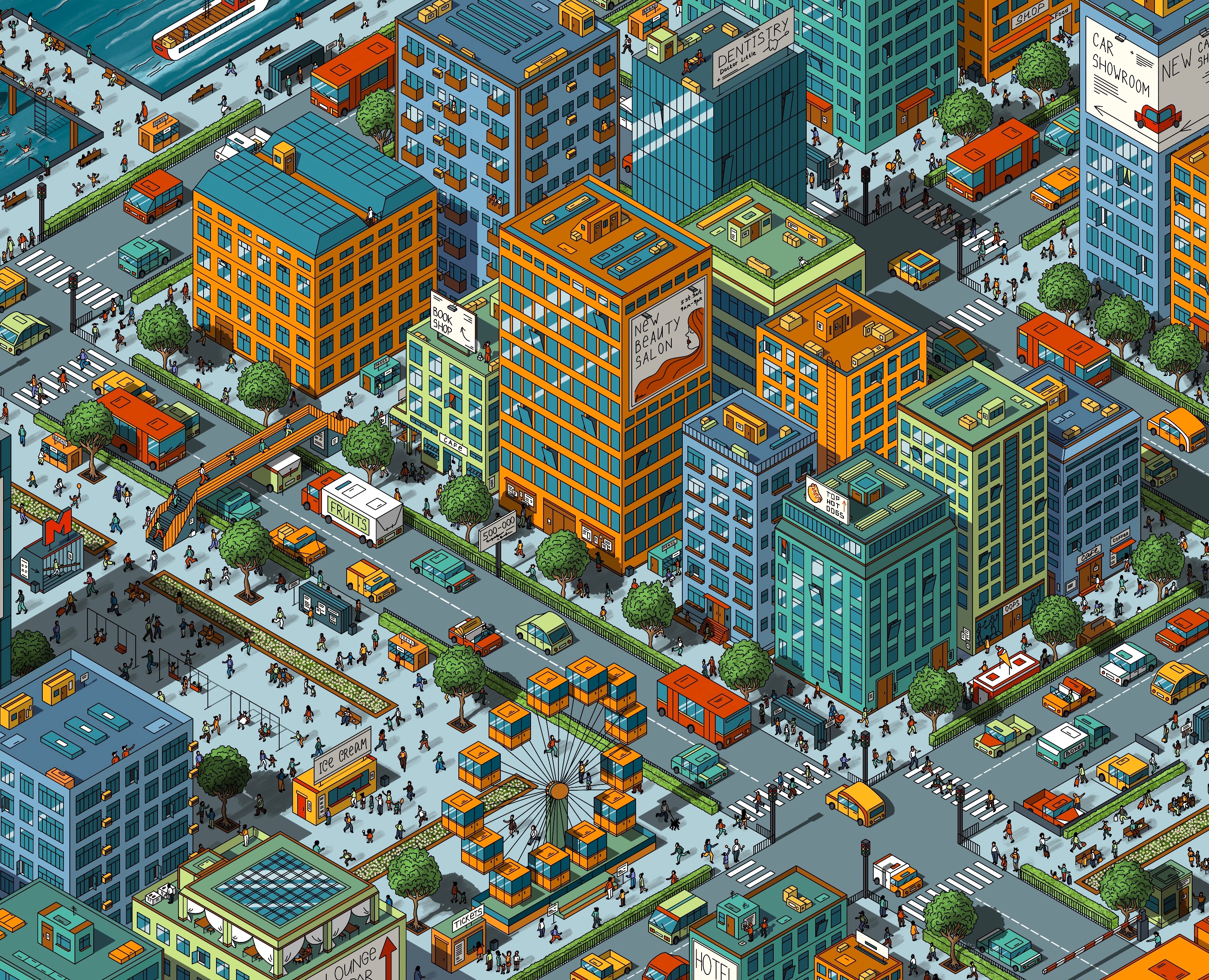 Город в изометрии — Иллюстрация, Графика на Dprofile