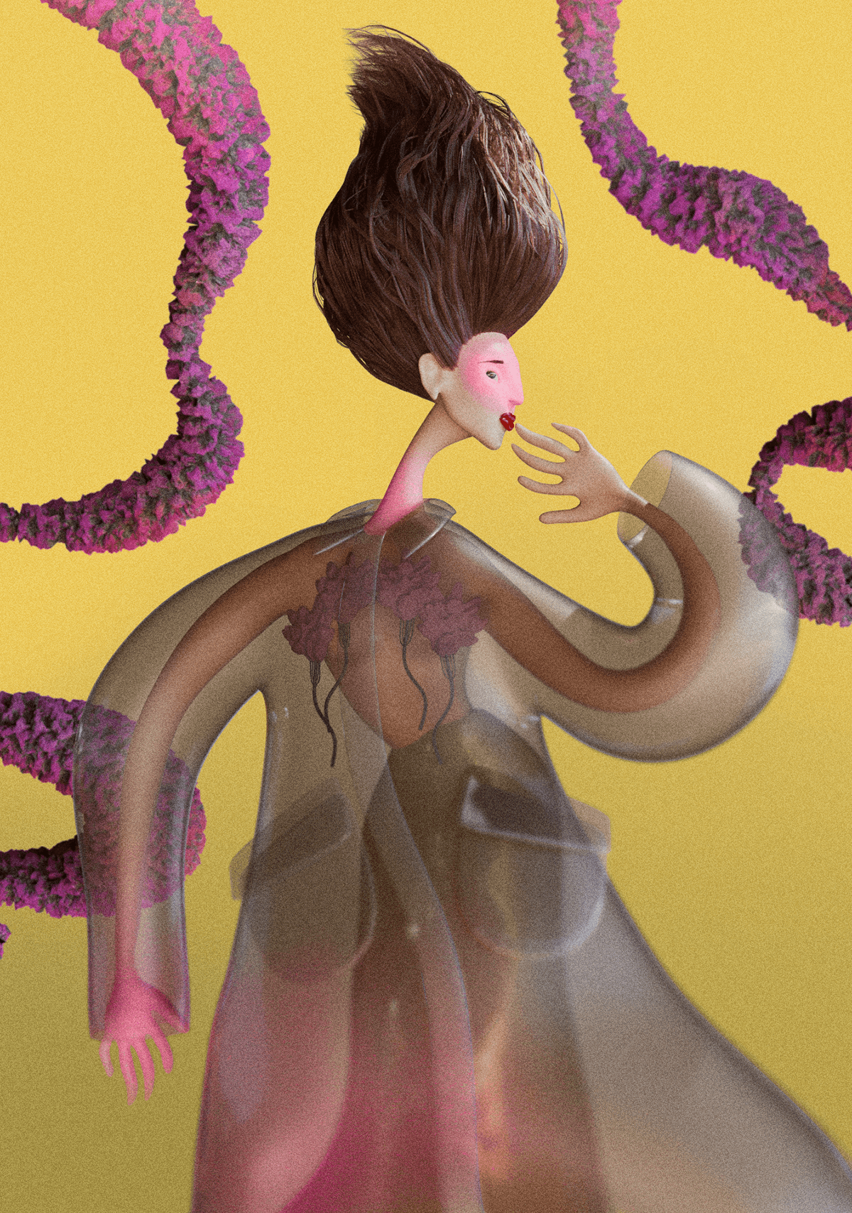 Fashion illustrations of Simone Rocha s/s 25 — Изображение №1 — Иллюстрация, 3D на Dprofile