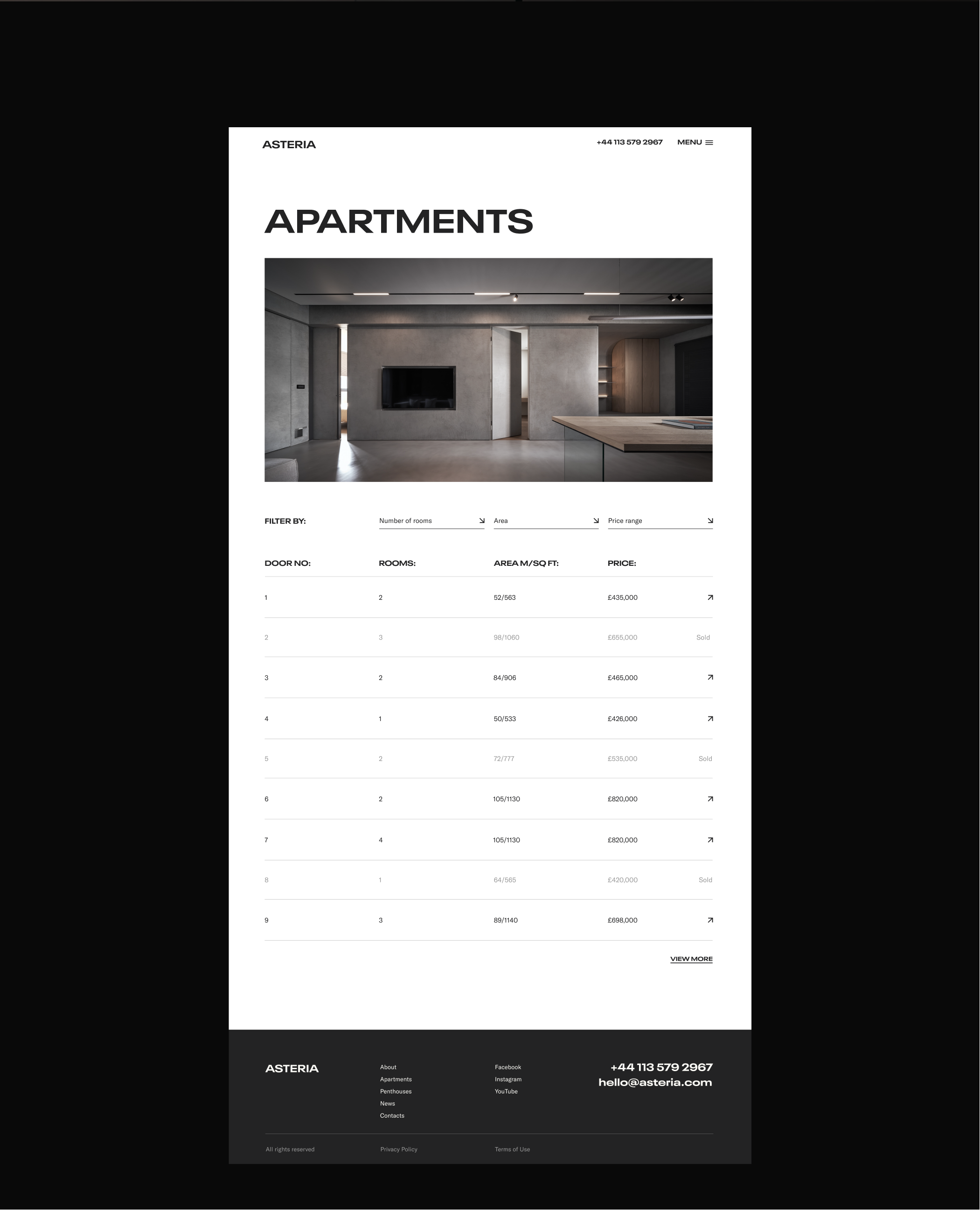 ASTERIA | Premium Real Estate — Изображение №5 — Интерфейсы на Dprofile