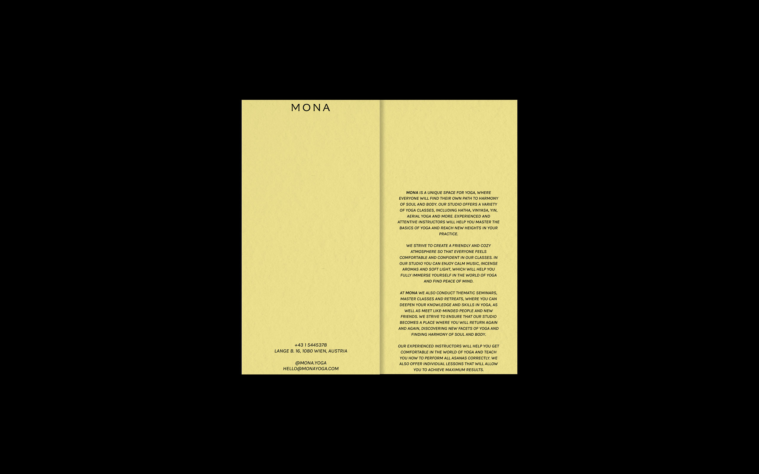 MONA [Студия йоги] — Изображение №16 — Брендинг, Графика на Dprofile