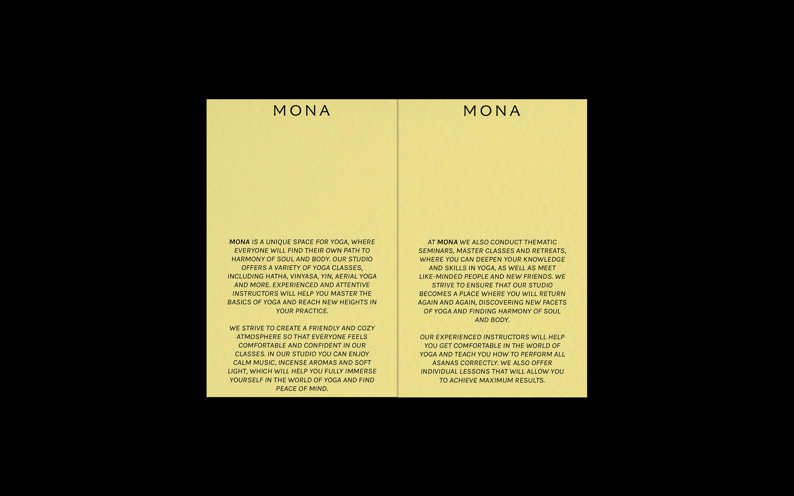 MONA [Студия йоги] — Изображение №8 — Брендинг, Графика на Dprofile