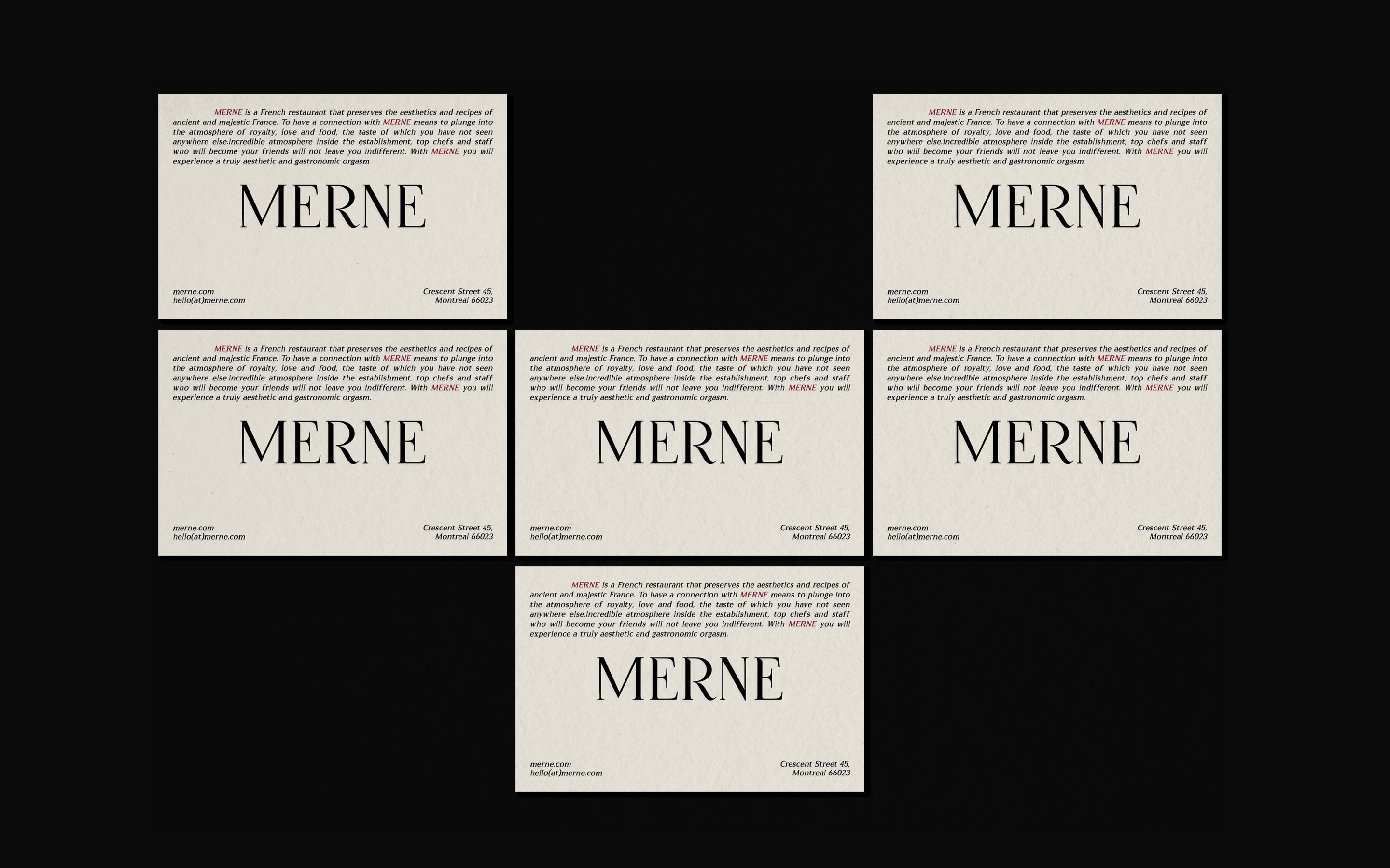 Merne [Ресторан] — Изображение №2 — Брендинг, Графика на Dprofile
