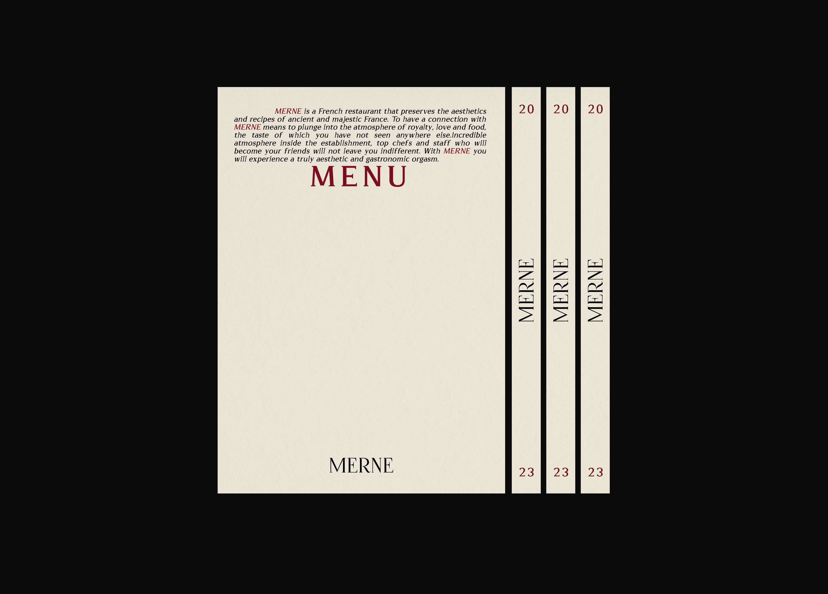 Merne [Ресторан] — Изображение №7 — Брендинг, Графика на Dprofile