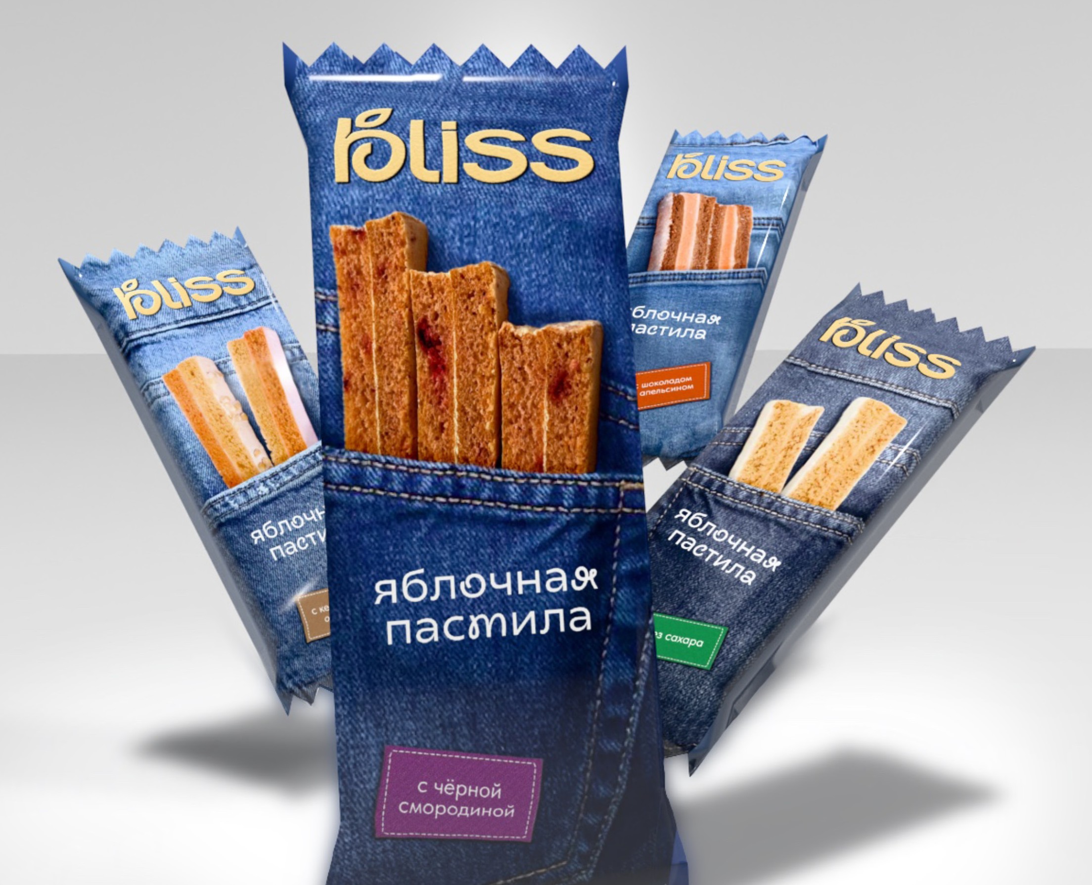 Упаковка для батончиков пастилы бренда «bliss» — Брендинг, 3D на Dprofile