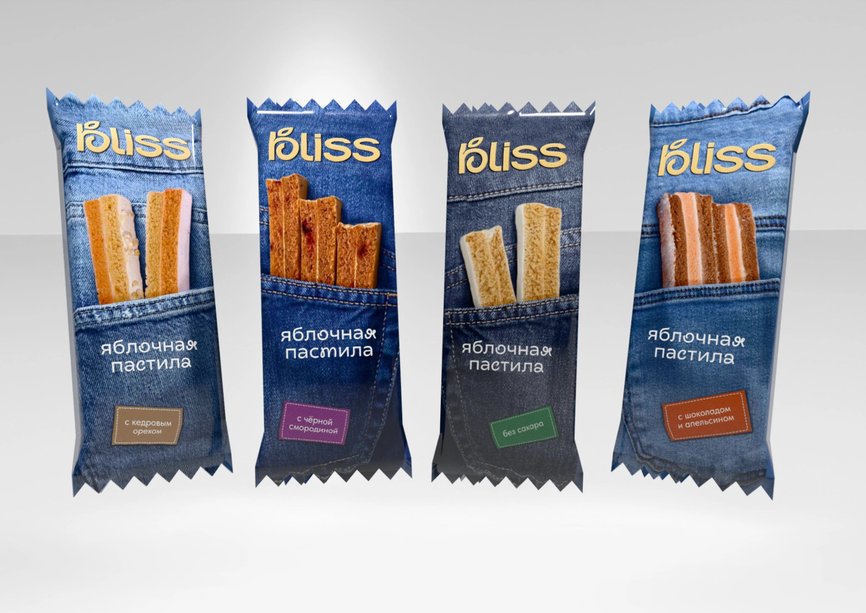 Упаковка для батончиков пастилы бренда «bliss» — Изображение №1 — Брендинг, 3D на Dprofile