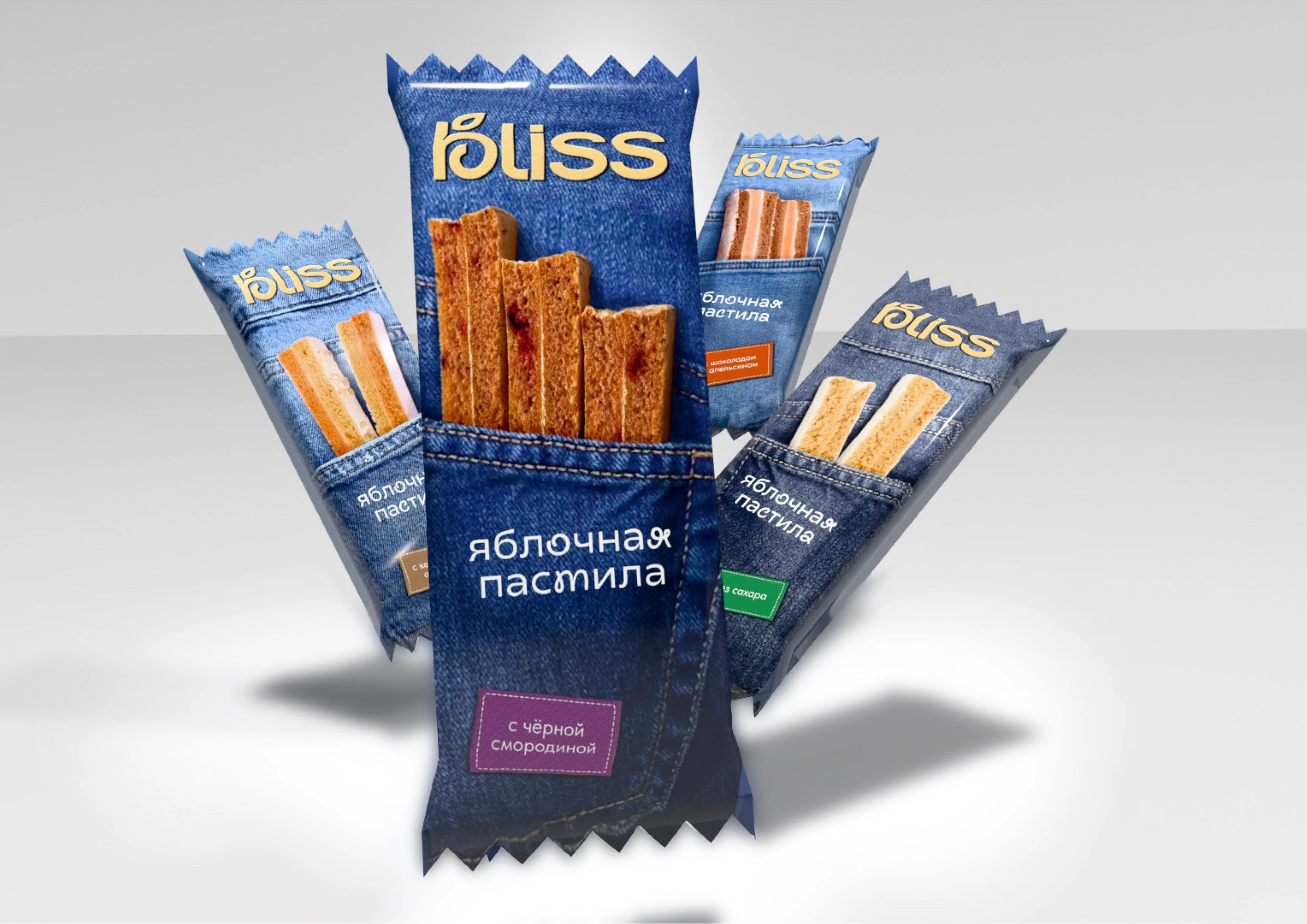 Упаковка для батончиков пастилы бренда «bliss» — Изображение №5 — Брендинг, 3D на Dprofile