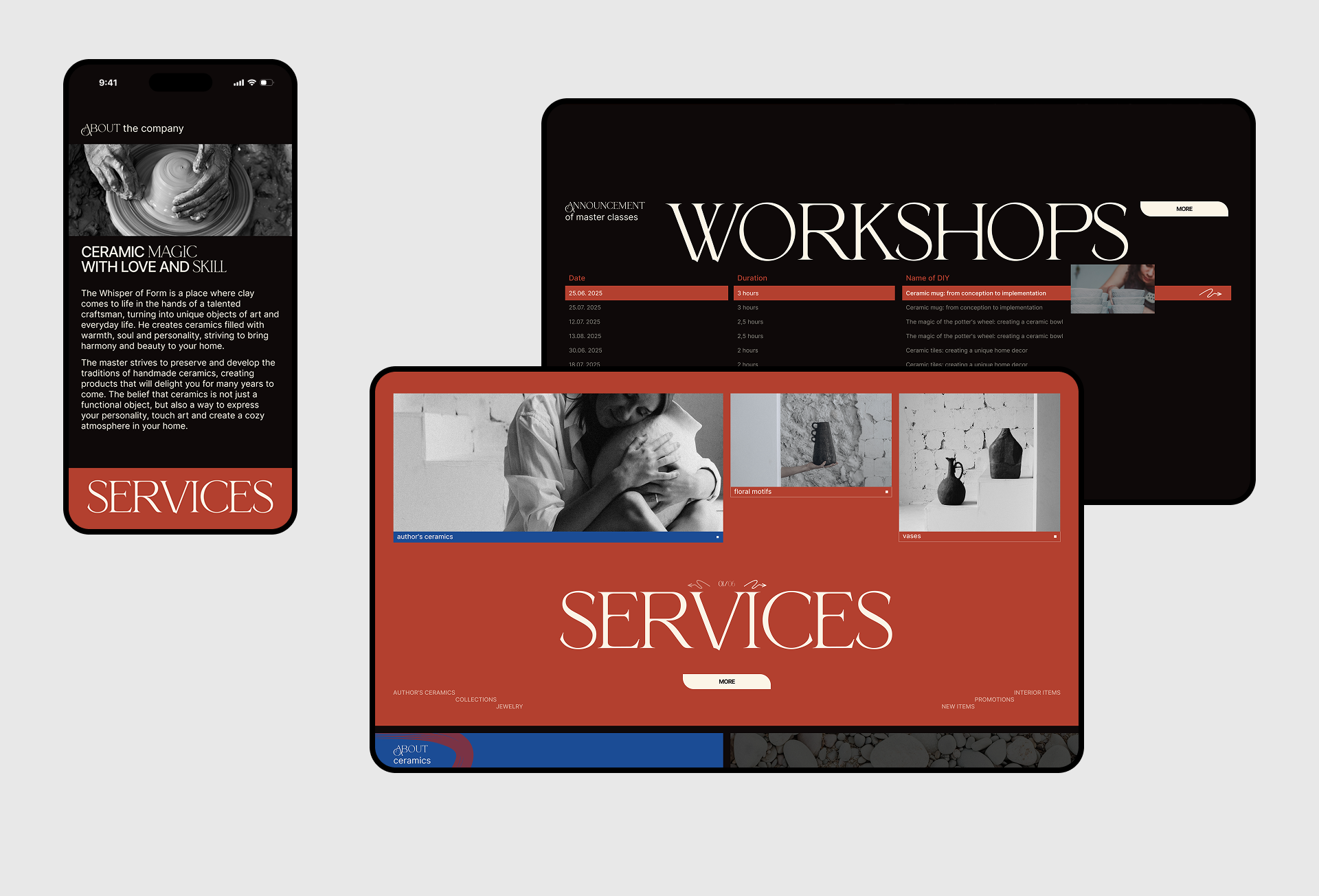 Whisper of Form. Сeramics studio / corporate website — Изображение №3 — Интерфейсы на Dprofile