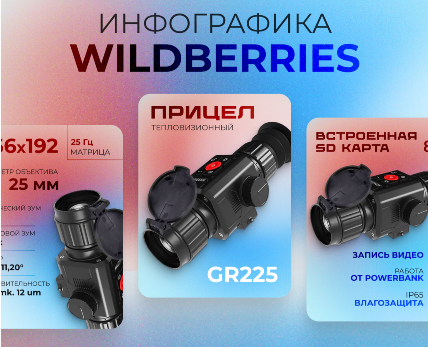 Инфографика карточки товара "Тепловизионный прицел" — Графика, Маркетинг на Dprofile