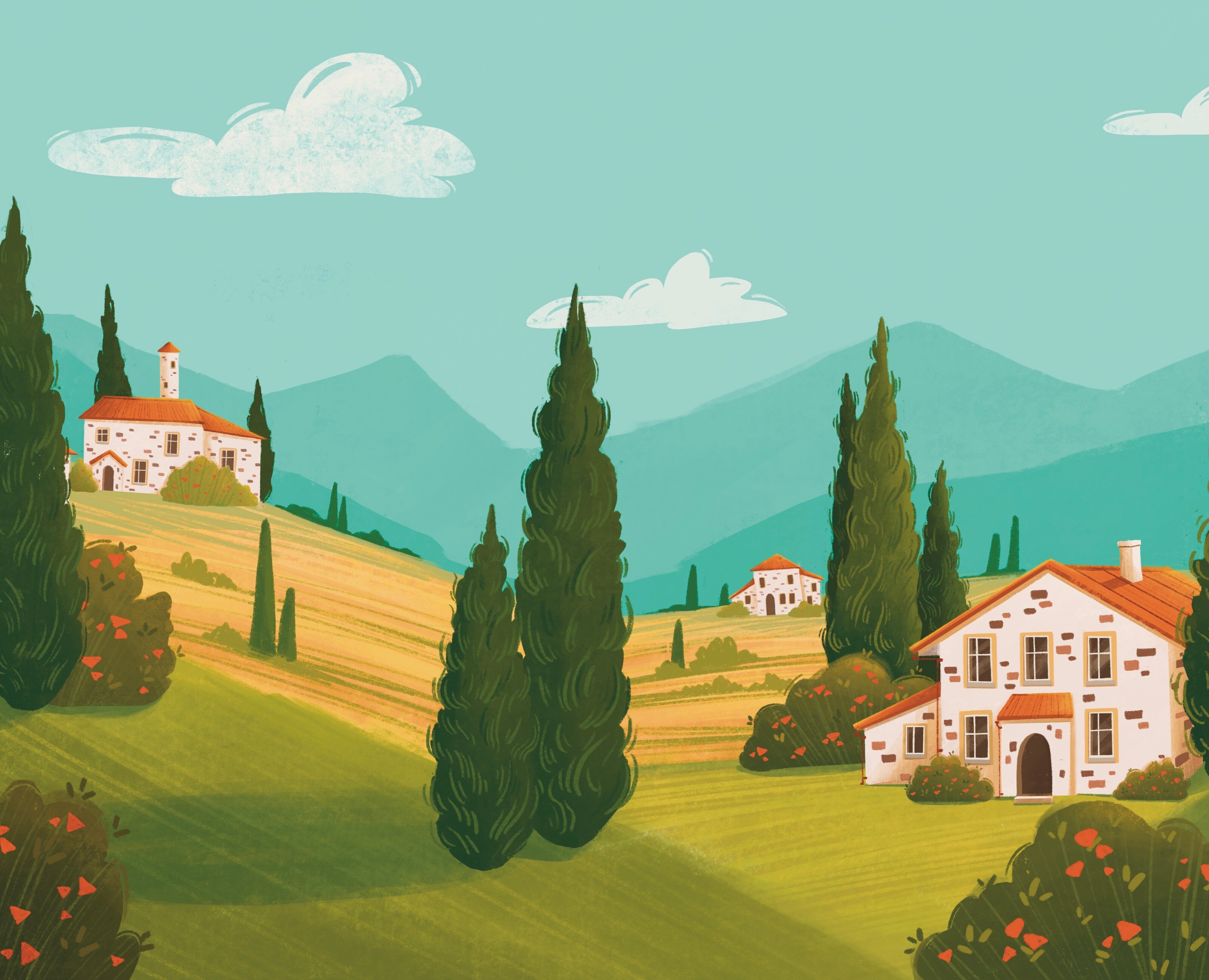 Landscapes of different countries — Брендинг, Иллюстрация на Dprofile