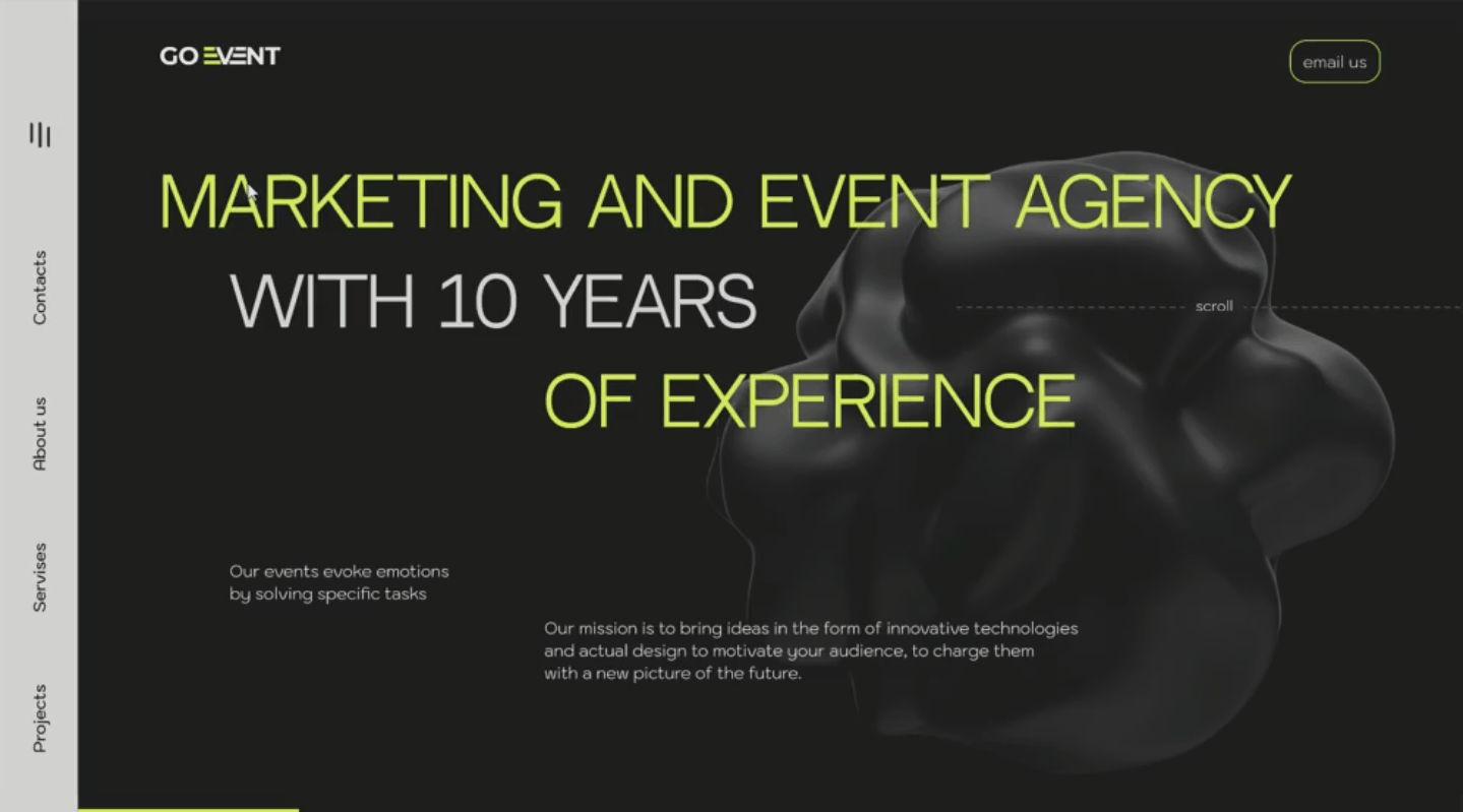 Website for event agency — Изображение №9 — Интерфейсы, Анимация на Dprofile