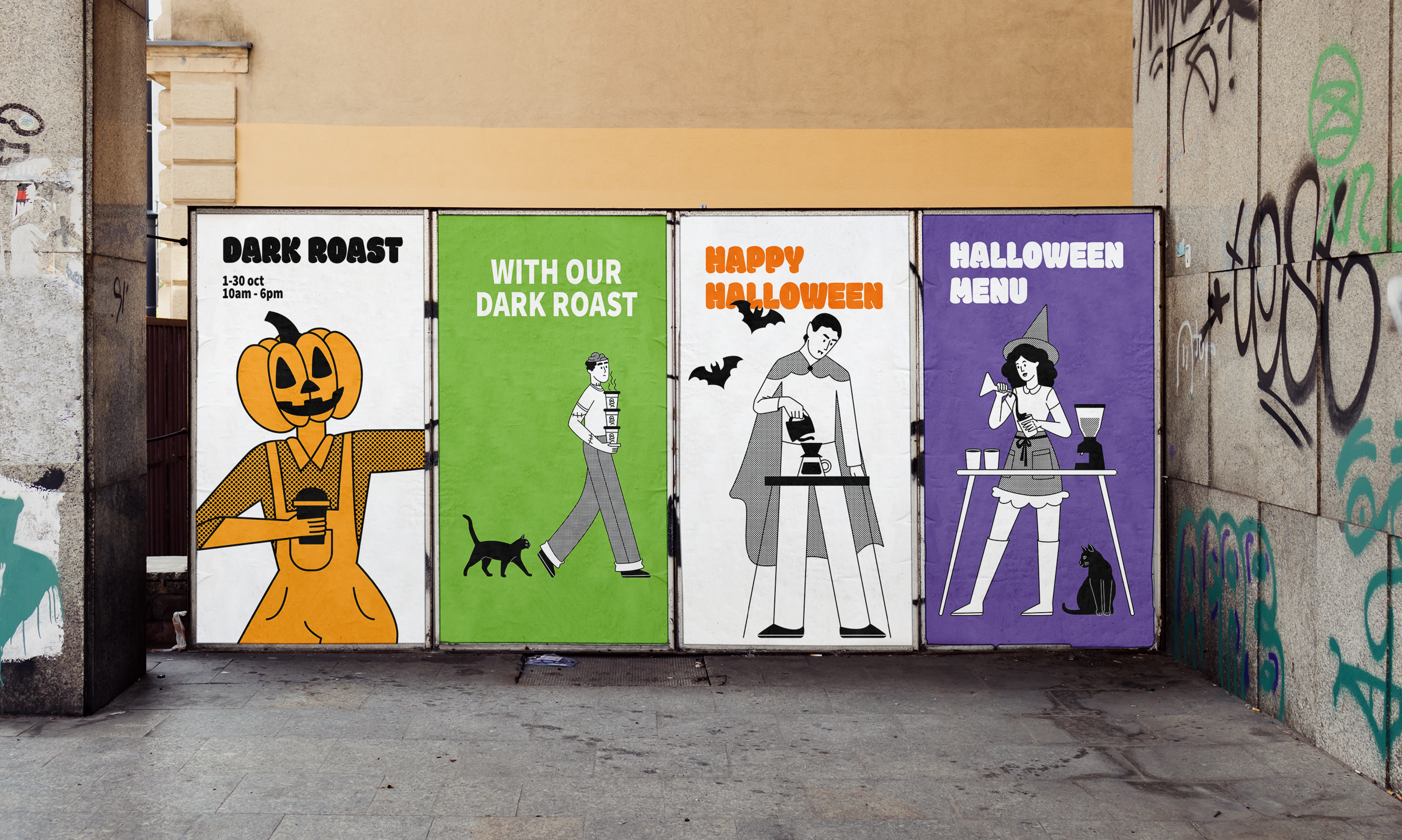 Halloween Coffee Shop Illustrations — Изображение №6 — Брендинг, Иллюстрация на Dprofile
