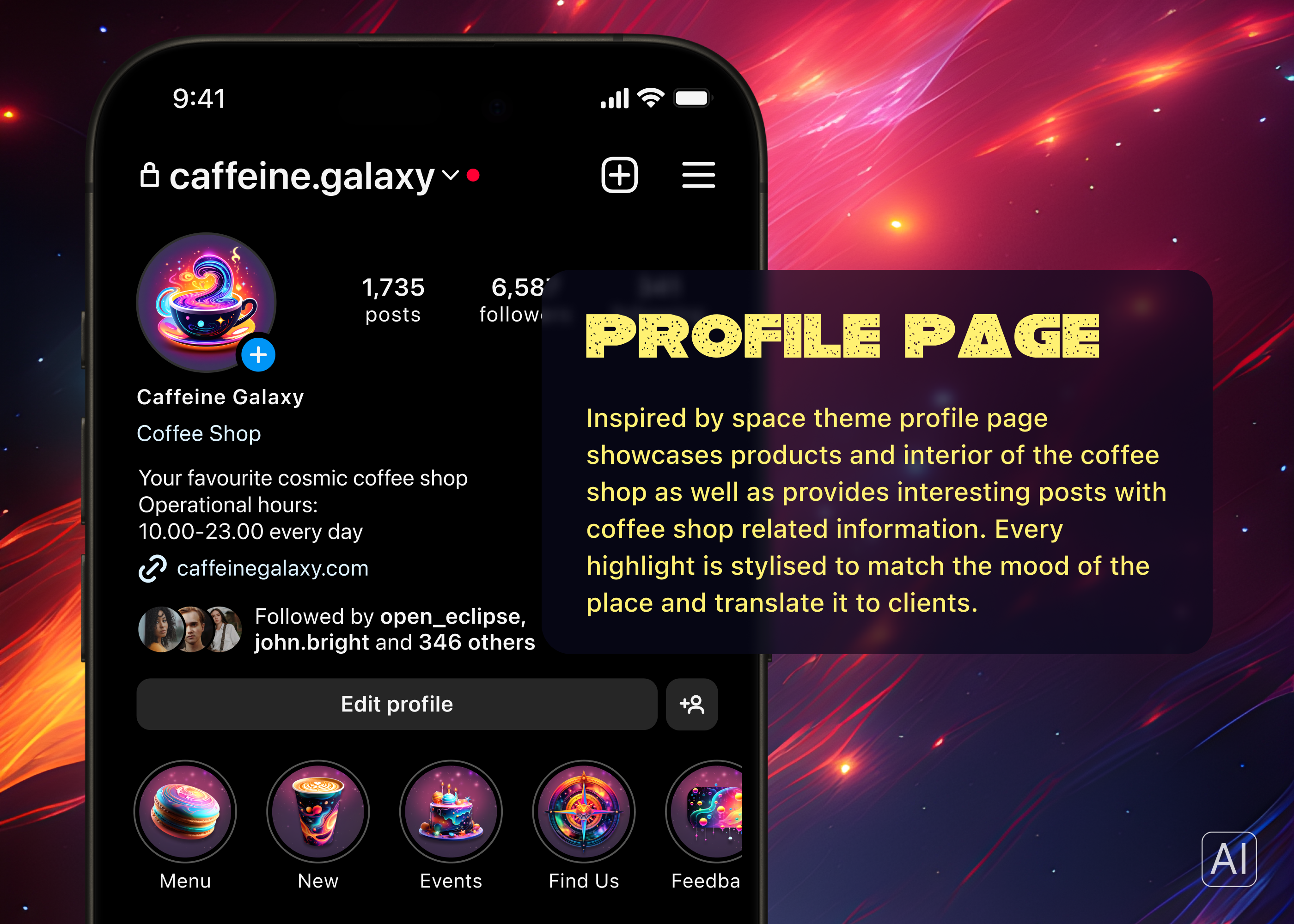 Caffeine Galaxy Coffee Shop — Изображение №5 — Брендинг, Графика на Dprofile