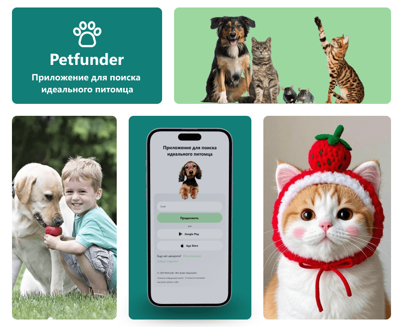 Petfunder - приложение для поиска животных — Интерфейсы на Dprofile