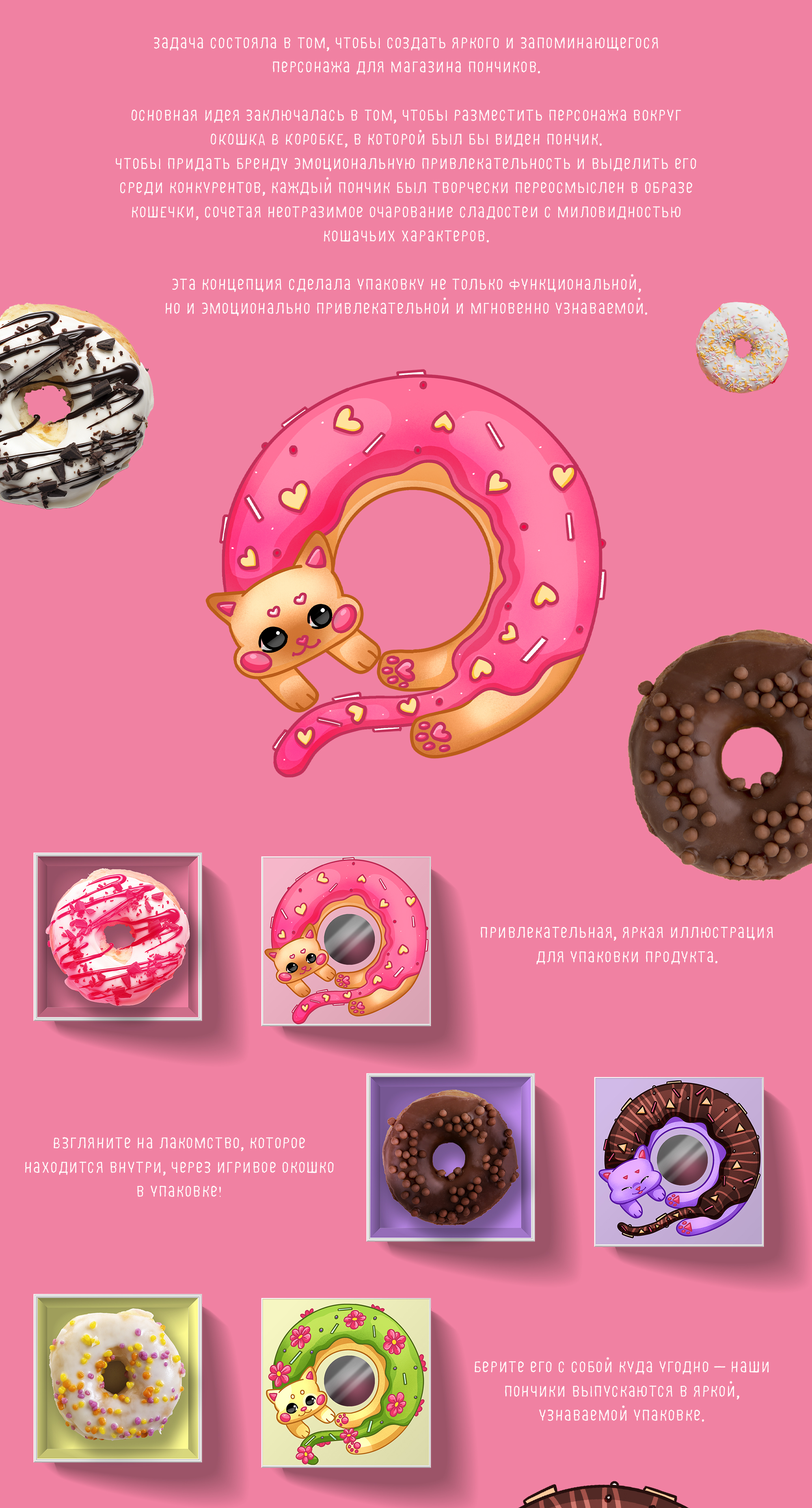 Бренд-персонаж для упаковки | KITTY DONUTS — Изображение №7 — Брендинг, Иллюстрация на Dprofile