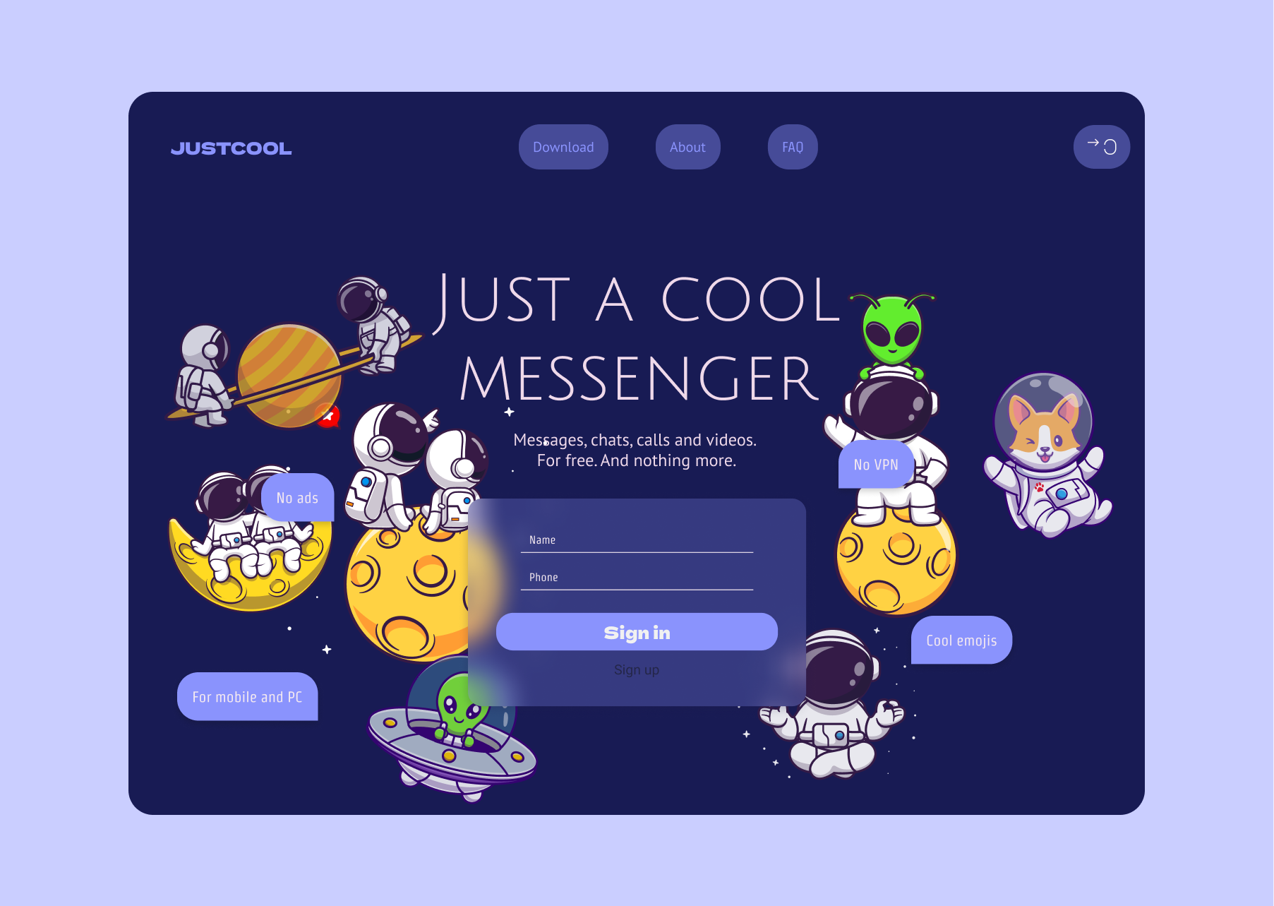 Landing page for a messenger — Изображение №1 — Интерфейсы на Dprofile