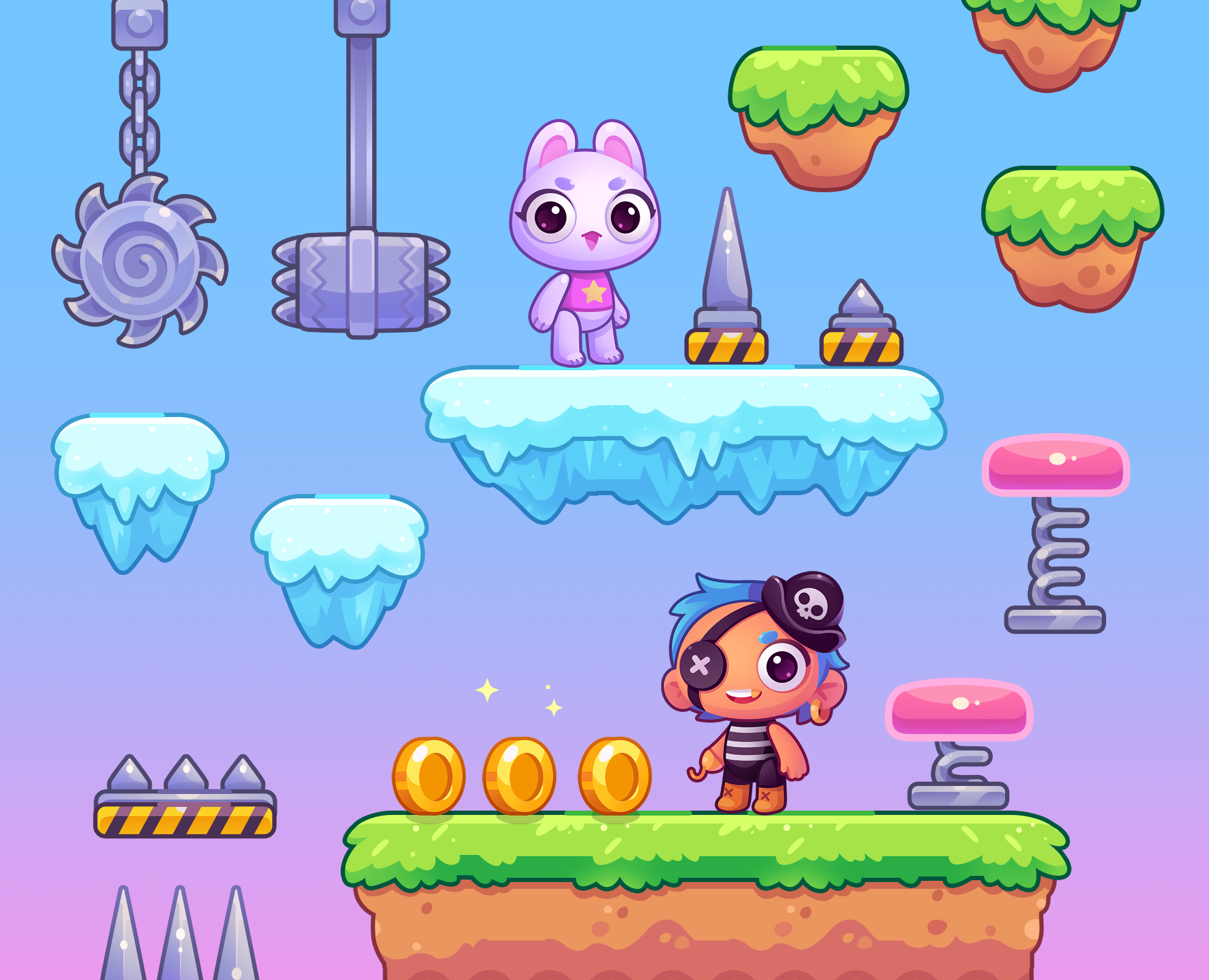 Персонажи и пропсы для игры — Интерфейсы, Иллюстрация на Dprofile