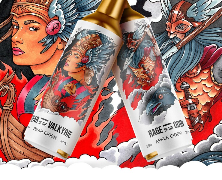 Сider line "Valhalla" packaging design — Брендинг, Иллюстрация на Dprofile