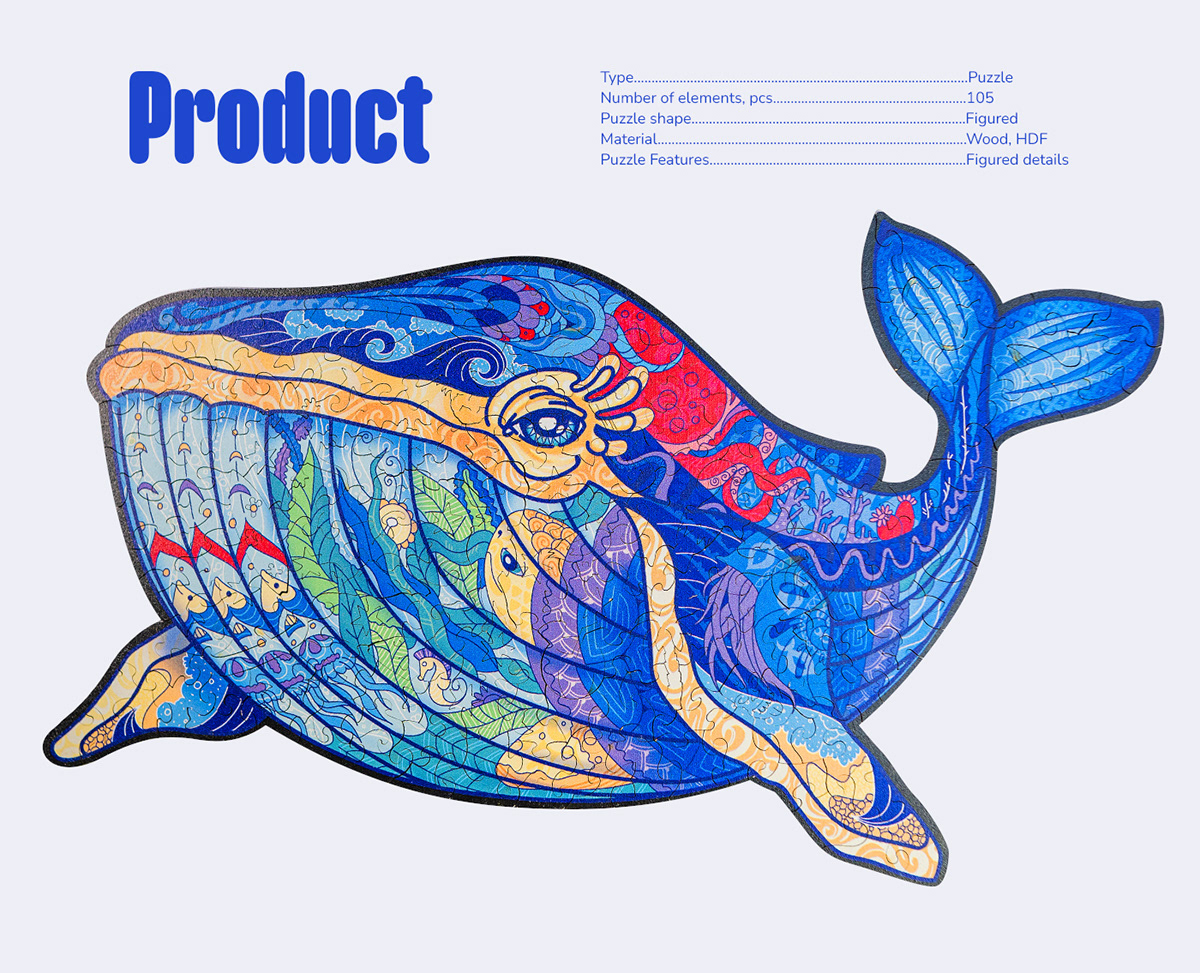 "Hawaiian whale" — gift wooden puzzle — Изображение №11 — Брендинг, Иллюстрация на Dprofile