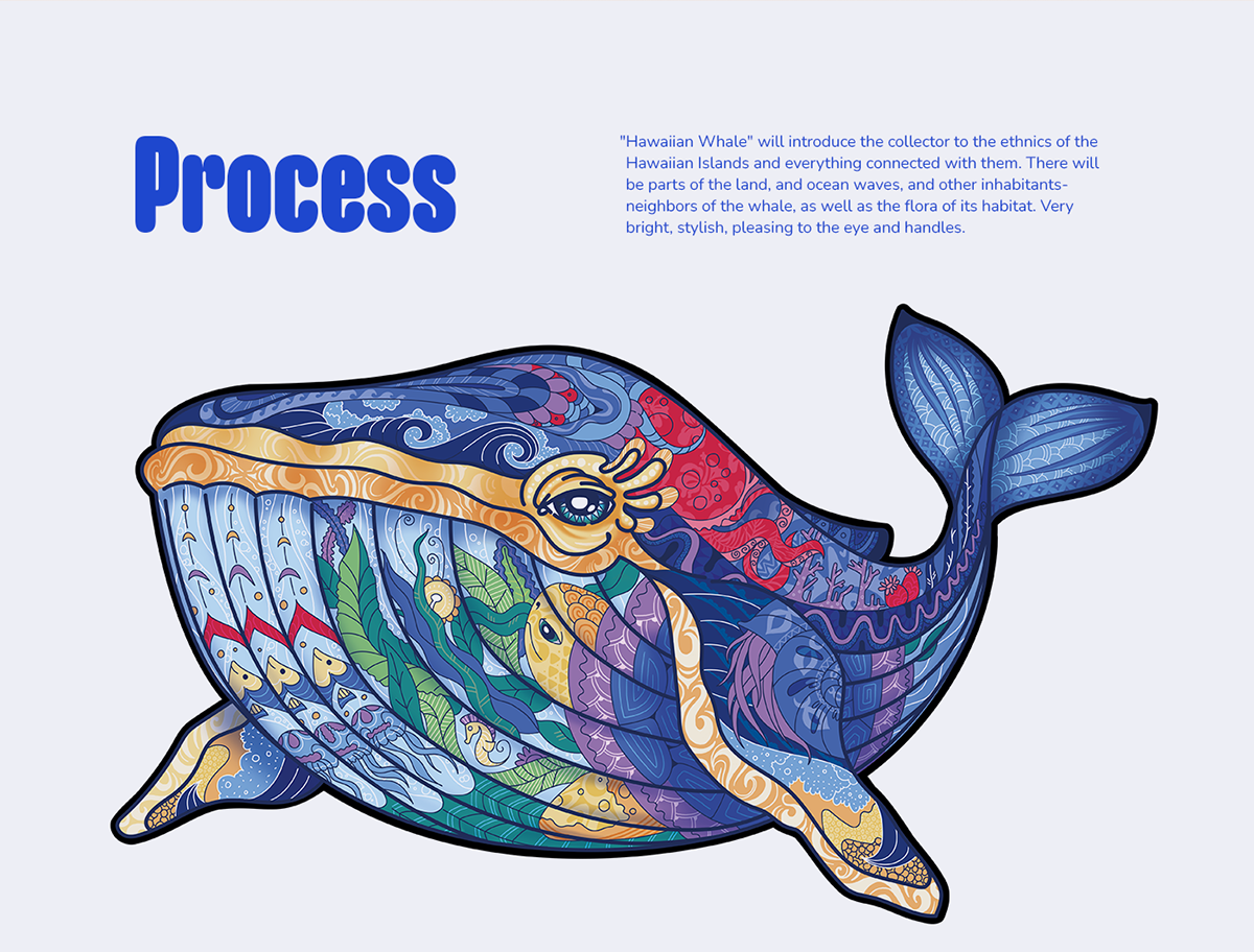"Hawaiian whale" — gift wooden puzzle — Изображение №3 — Брендинг, Иллюстрация на Dprofile