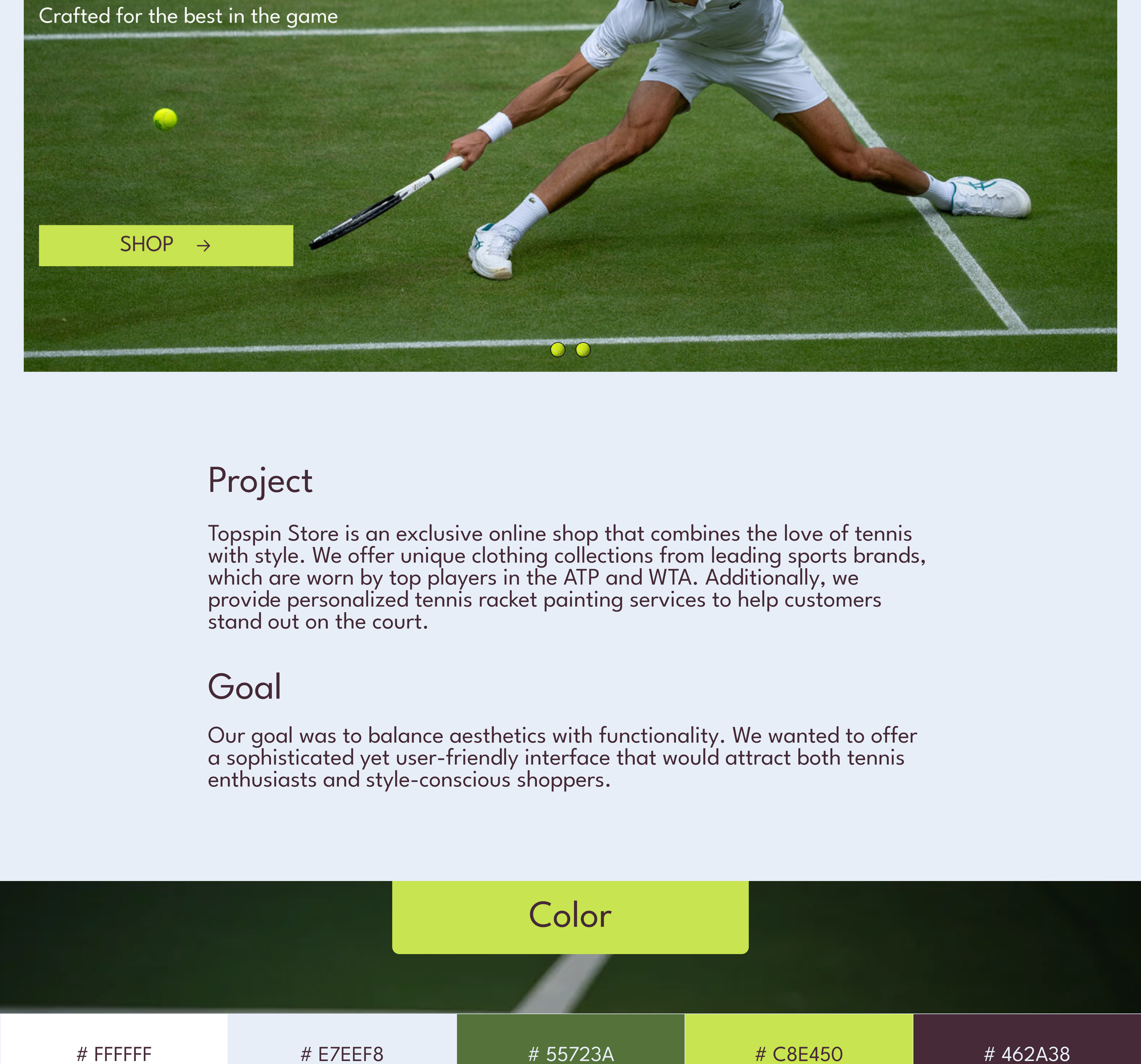 TopSpin Tennis Online Store — Изображение №2 — Интерфейсы на Dprofile