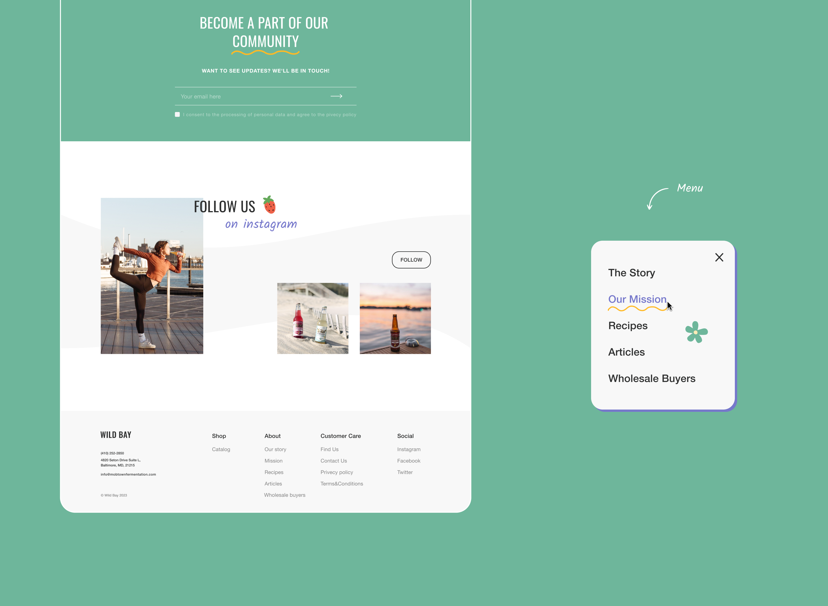 Wild Bay Kombucha / UI/UX Design — Изображение №6 — Интерфейсы на Dprofile