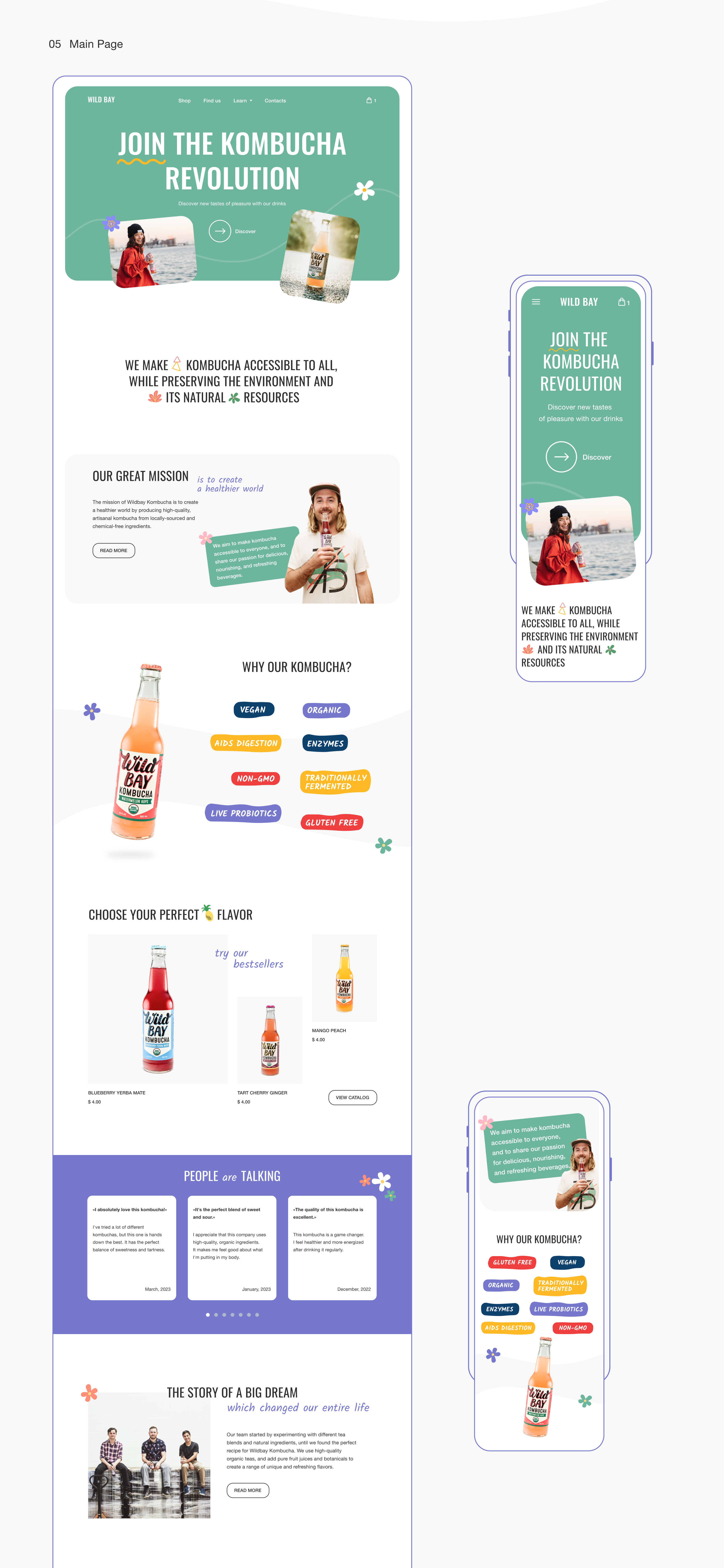 Wild Bay Kombucha / UI/UX Design — Изображение №5 — Интерфейсы на Dprofile