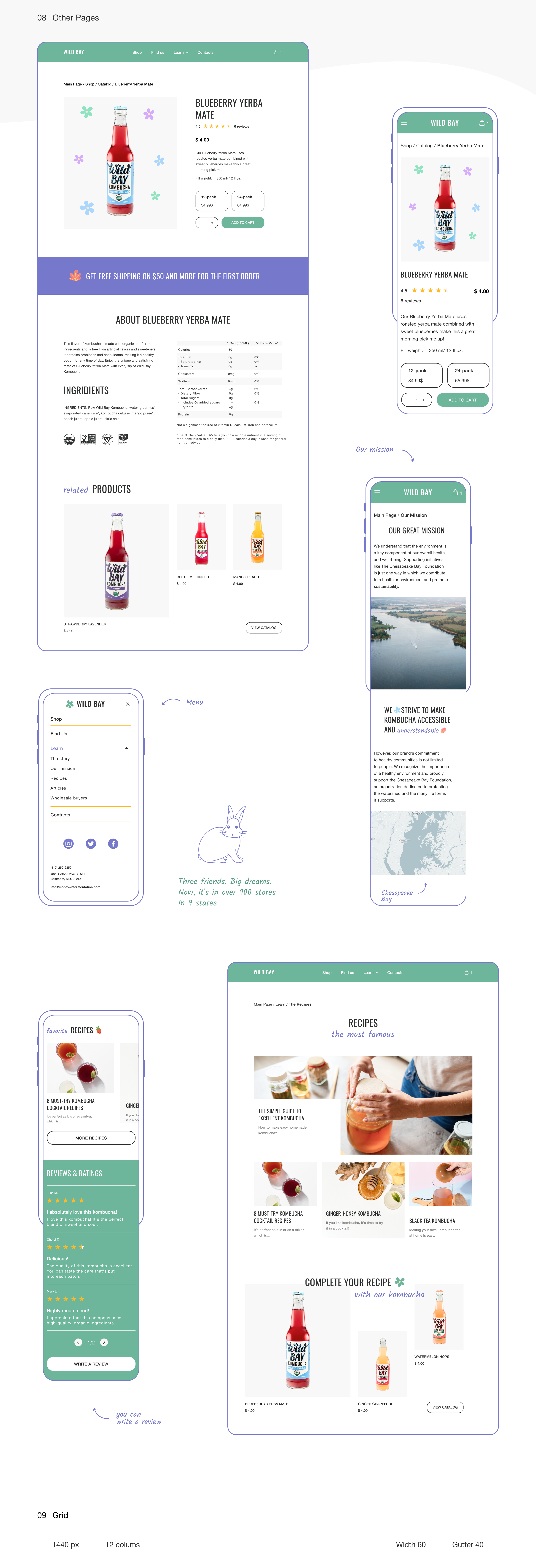 Wild Bay Kombucha / UI/UX Design — Изображение №8 — Интерфейсы на Dprofile