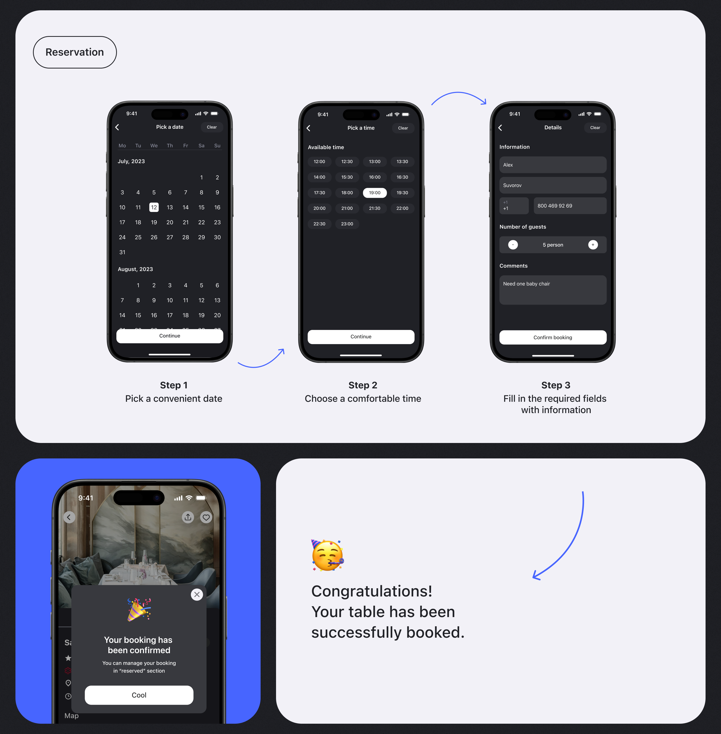 TableTrek│mobile app for booking restaurants — Изображение №11 — Интерфейсы на Dprofile