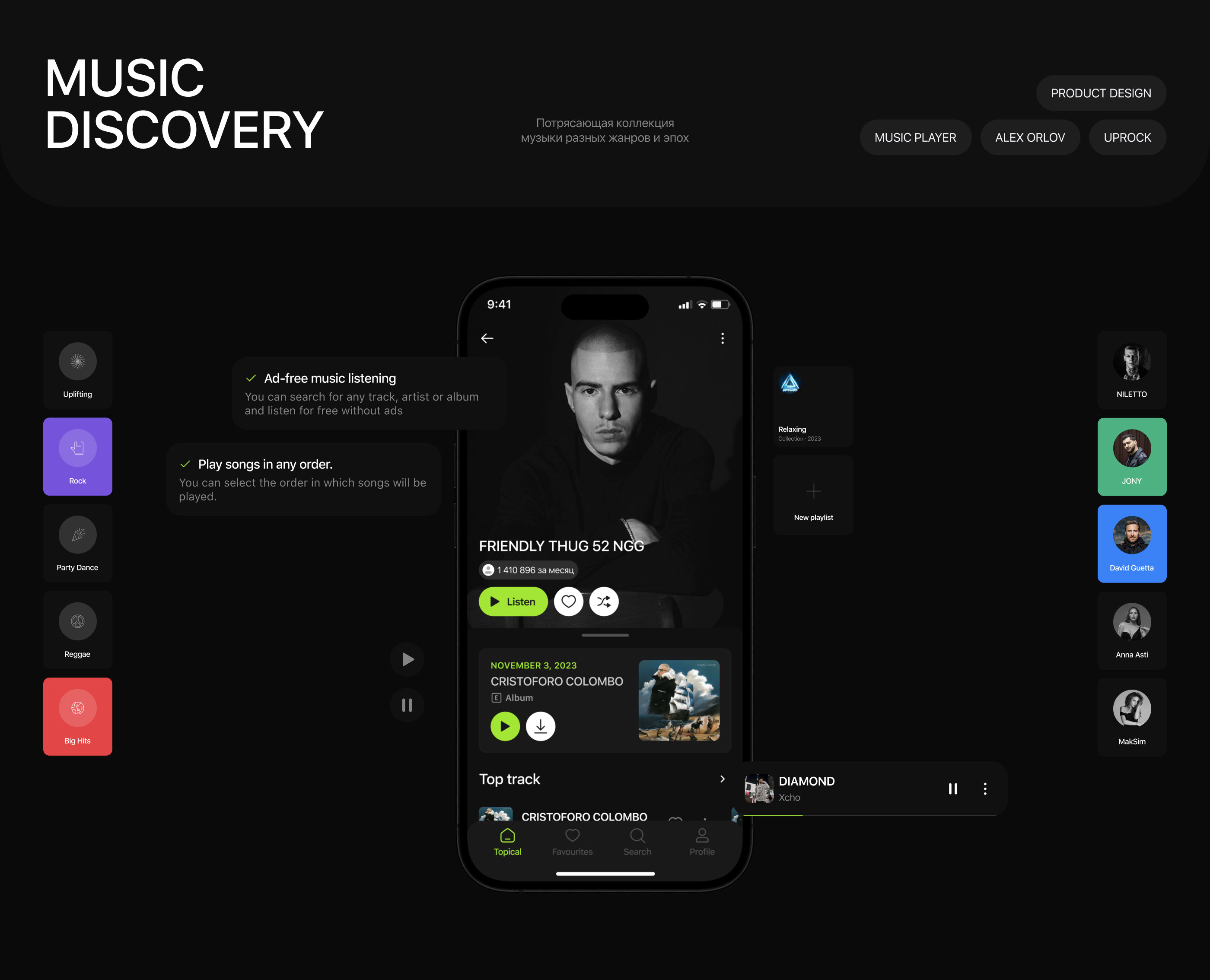 Music Discovery | Mobile app | UX/UI Design — Изображение №1 — Интерфейсы на Dprofile