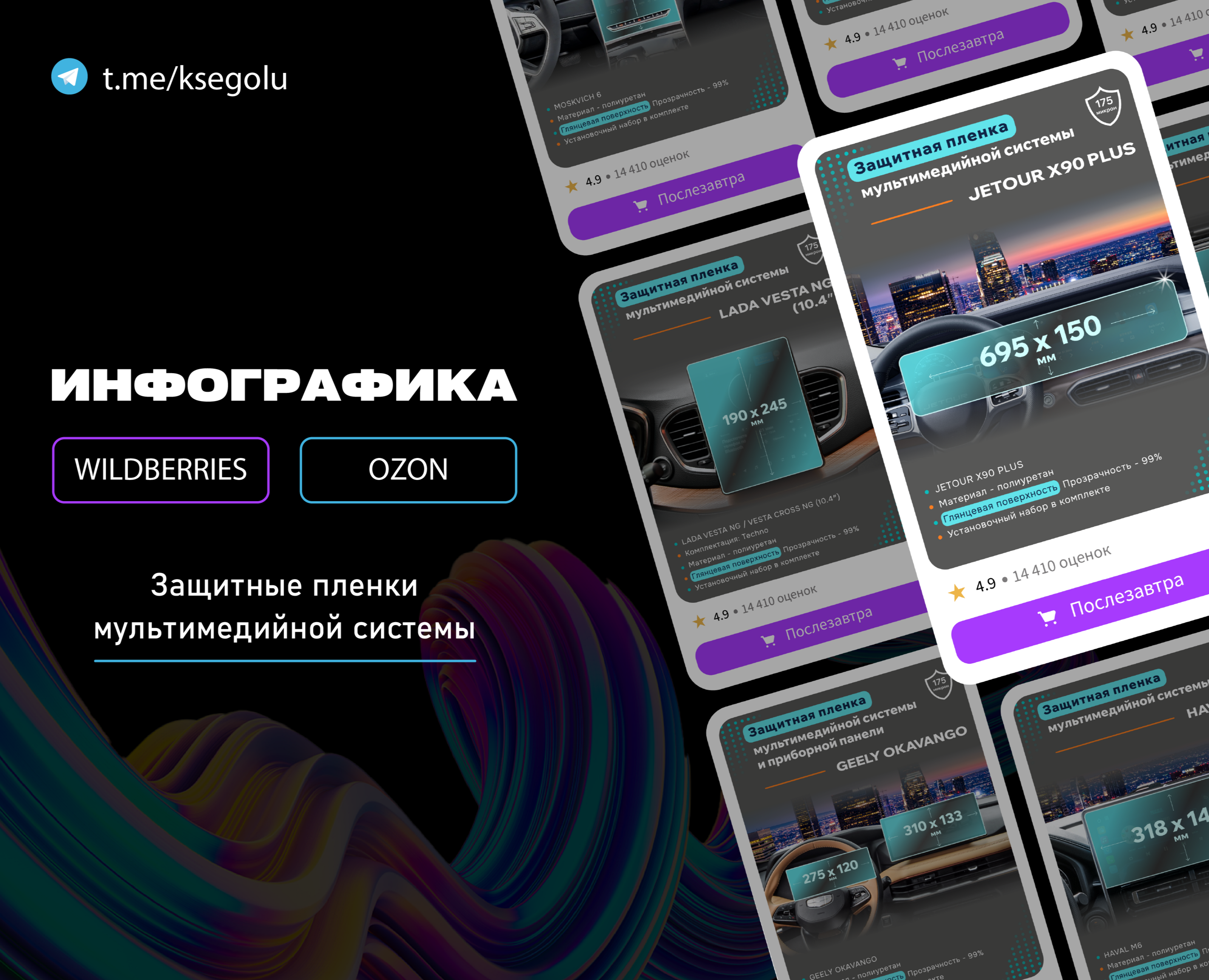 Инфографика / дизайн карточек пленка wildberries, ozon на Dprofile